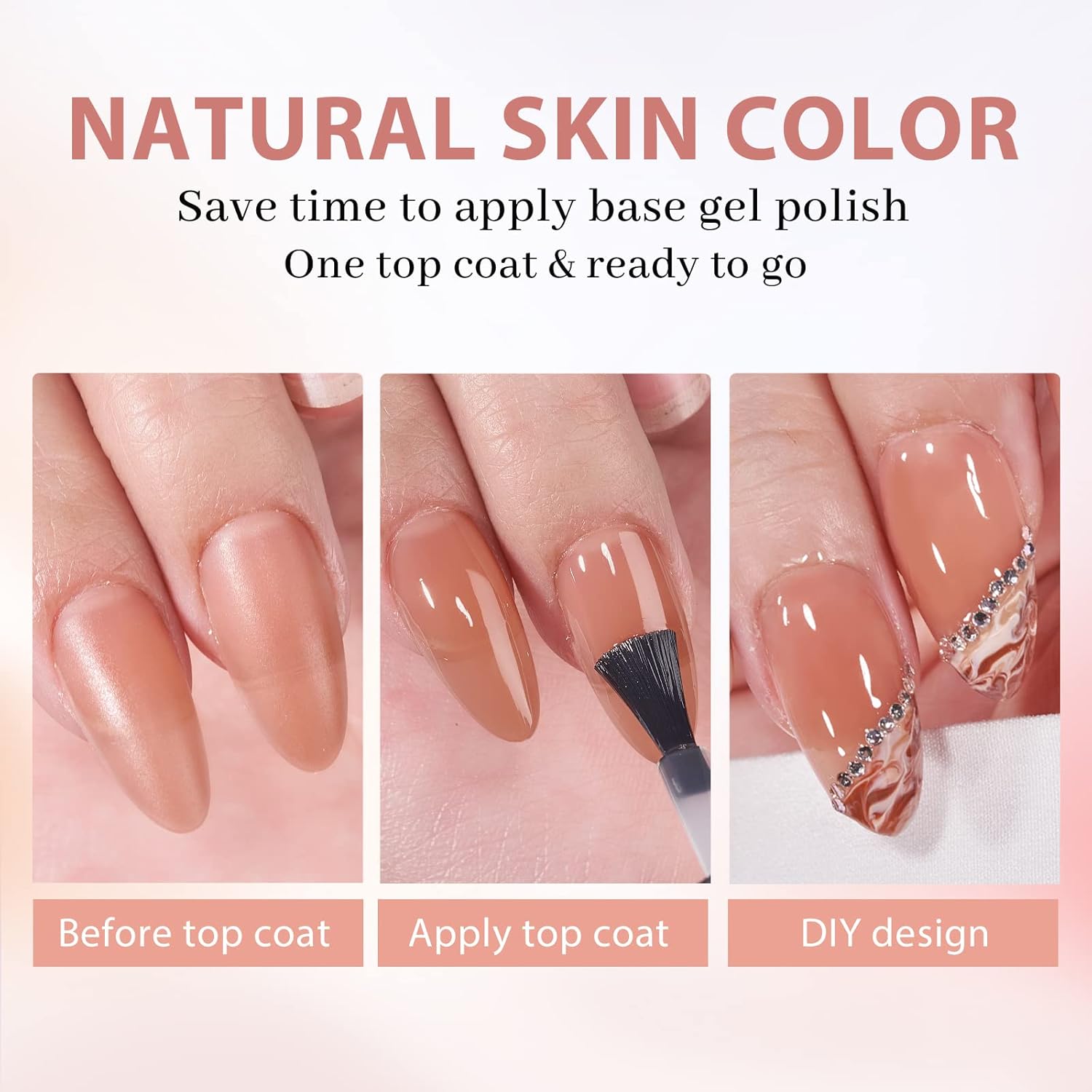 BTArtbox 150 Medium Almond Soft Gel Nail Tips Kit Brown with Glue and Lamp - Image 3