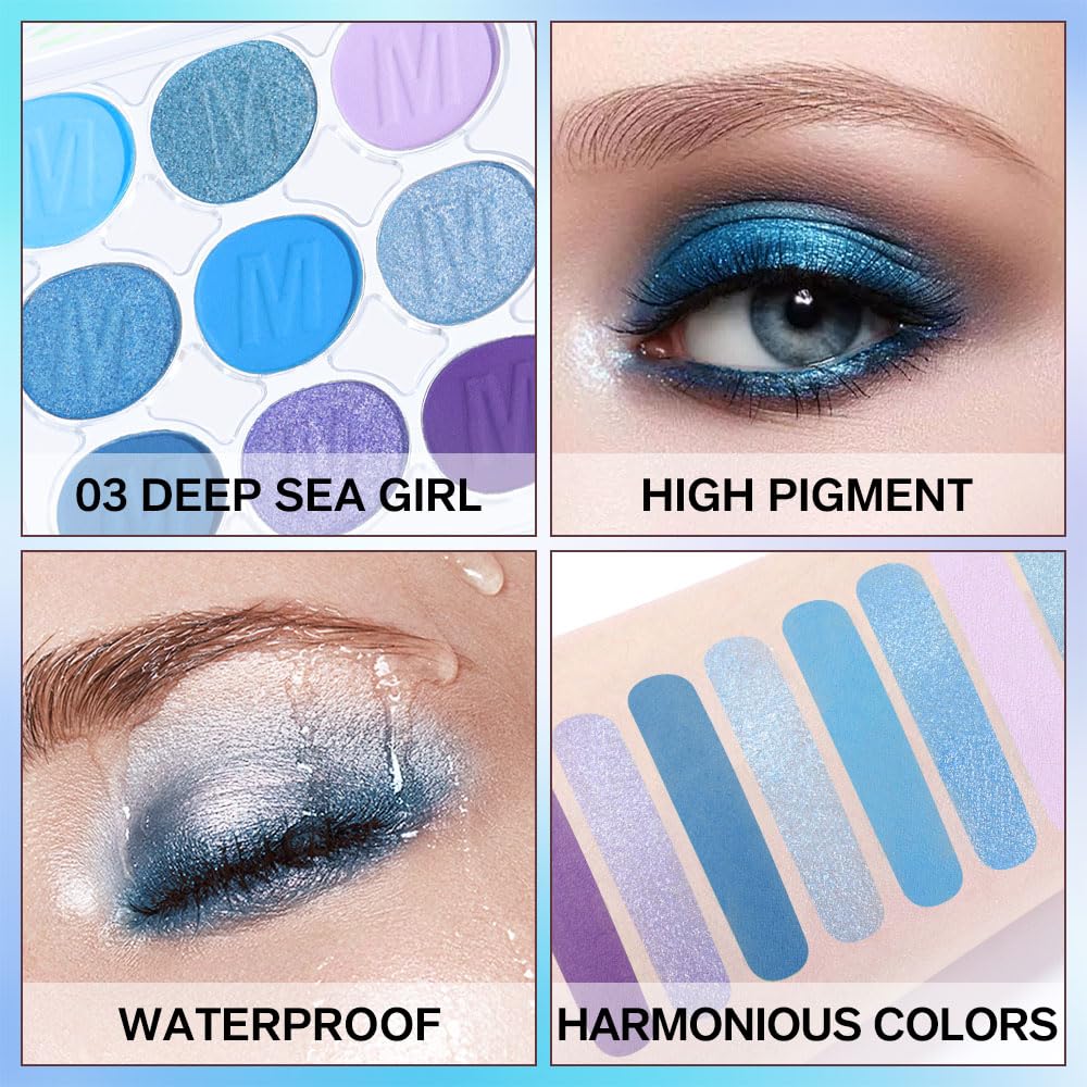 9-Color Blue Violet Eyeshadow Palette with Blendable Matte Shimmer Shades - Image 3