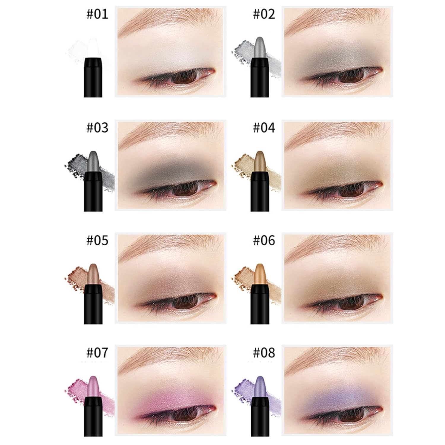 VolksRose 16-Color Waterproof Shimmer Cream Eyeshadow Stick Set for Women - Image 6