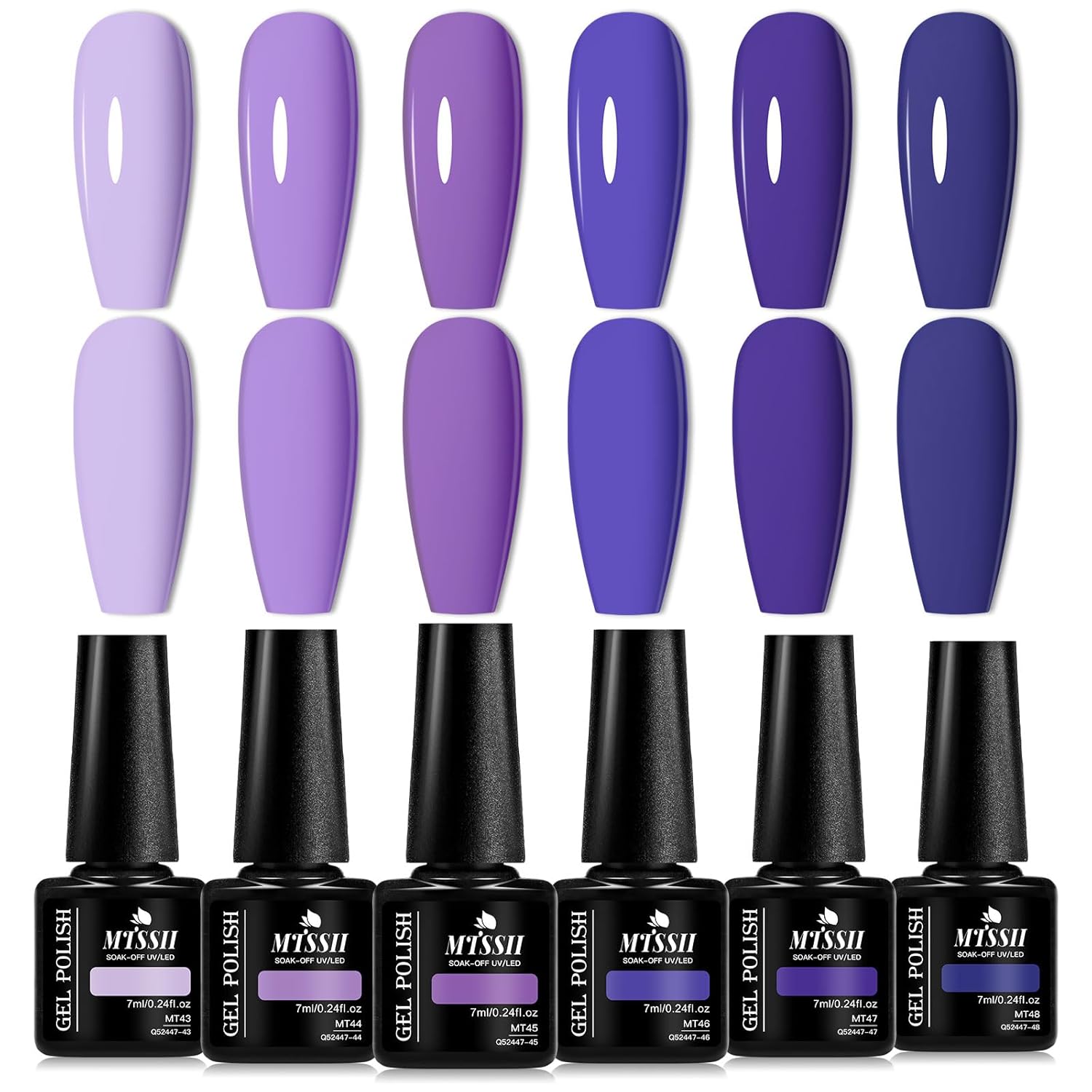 MTSSII 6-Color Gel Nail Polish Kit: Dark Blue, Teal, Navy, Lavender Shades - Image 8