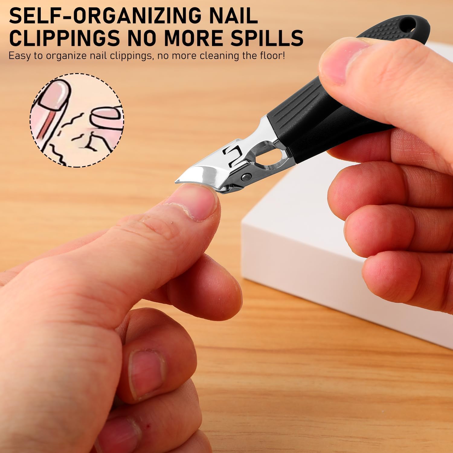 3-Piece Eagle Beak Beveled Nail Clipper Set, Long Handle, Anti-Splash, For Men and Women - Image 3