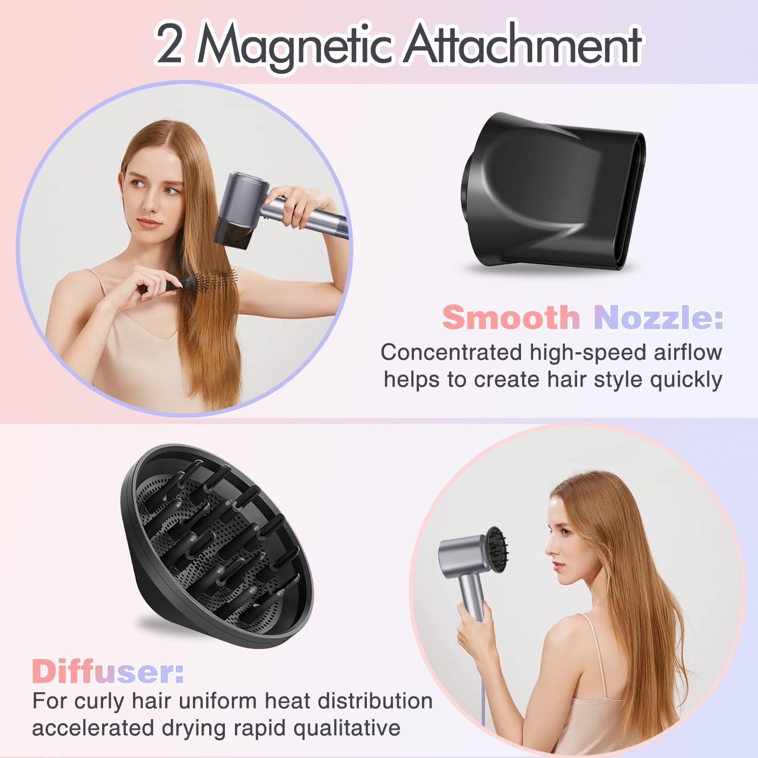1500W Professional Ionic Hair Dryer with Diffuser 5 Heat Settings 3 Speeds Travel Friendly - Image 6