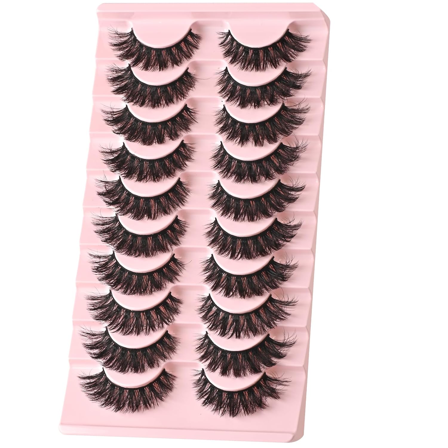 FARRED 10 Pairs Natural Wispy Cat Eye Mink False Lashes 14mm - Image 7