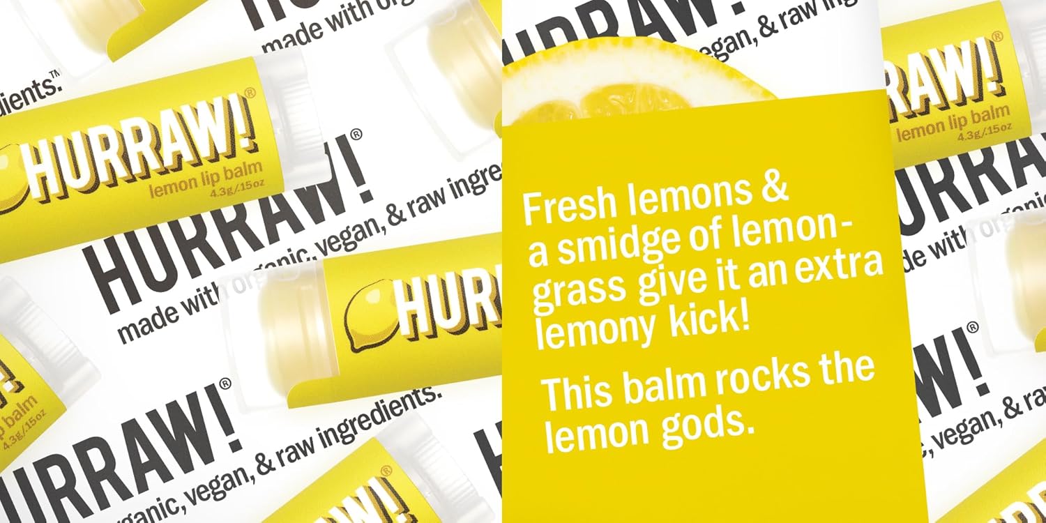 Hurraw Organic Vegan Cruelty-Free Lemon Lip Balm 2 Pack 100% Natural Ingredients - Image 4