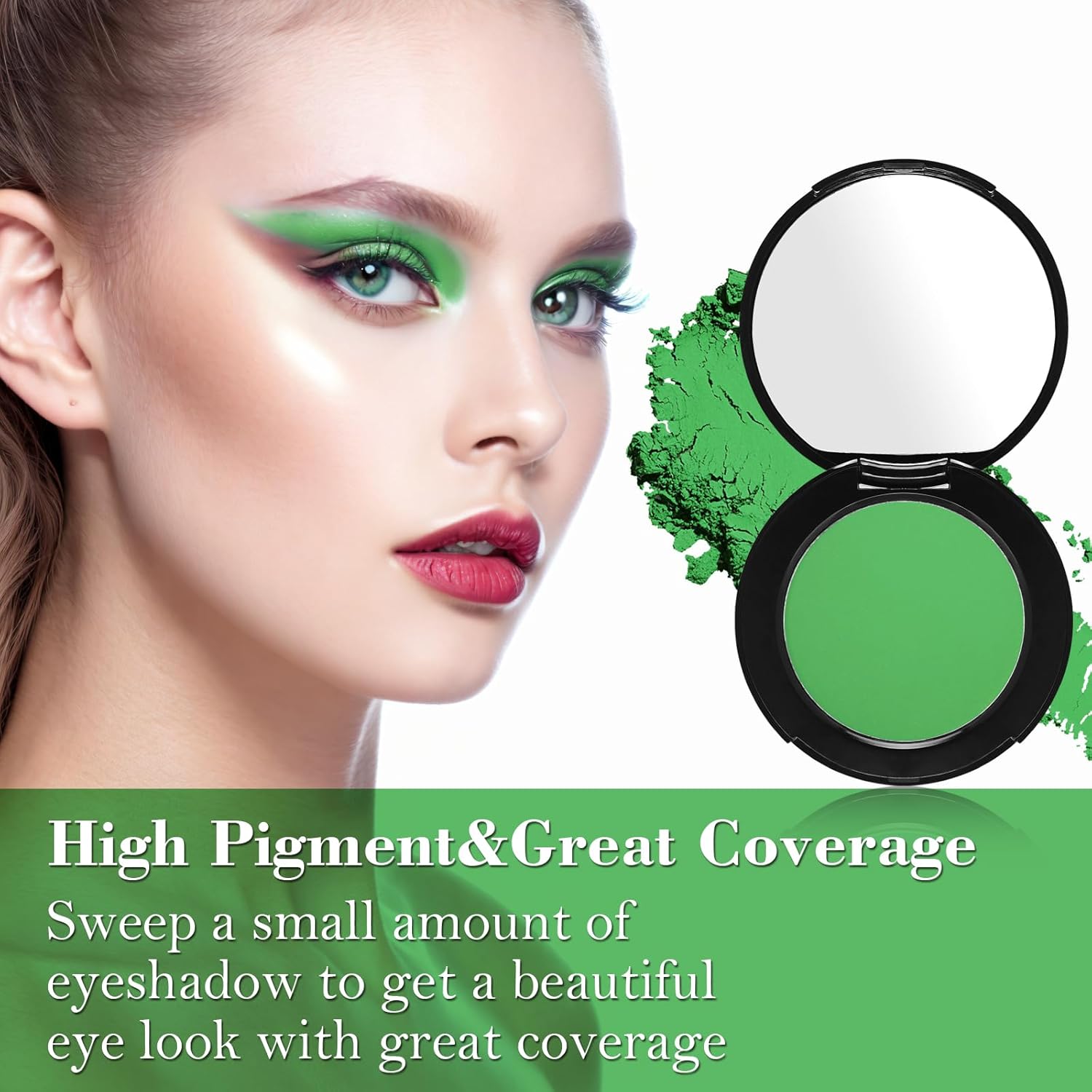 MEICOLY Forest Green Matte Eyeshadow Single Pan with Mirror - Full Size - Image 3