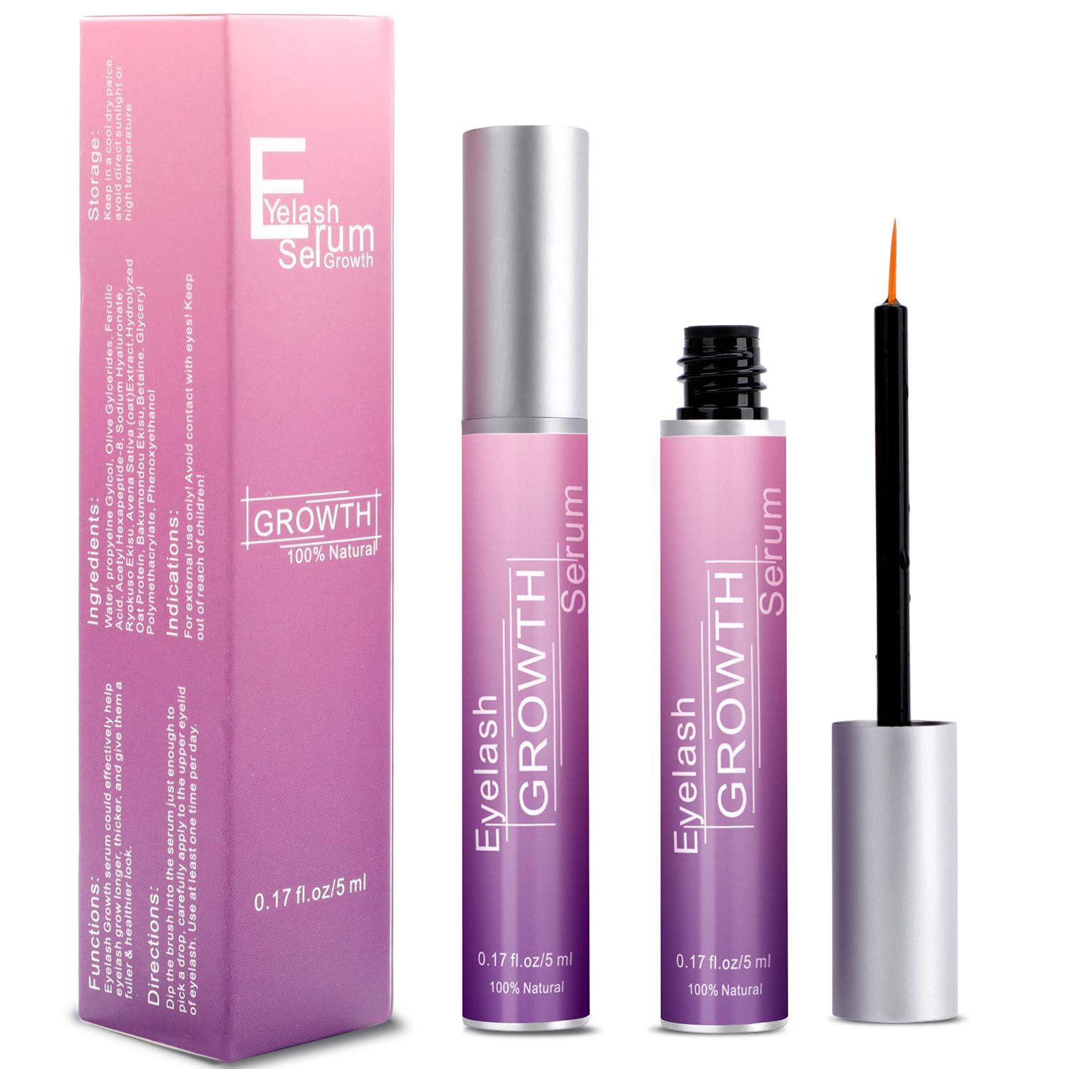 Premium Eyelash Growth Serum and Eyebrow Enhancer by Aomock, Lash Serum - 5ml,Lash Boost Serum for Longer, Fuller, Thicker Lashes & Brows…