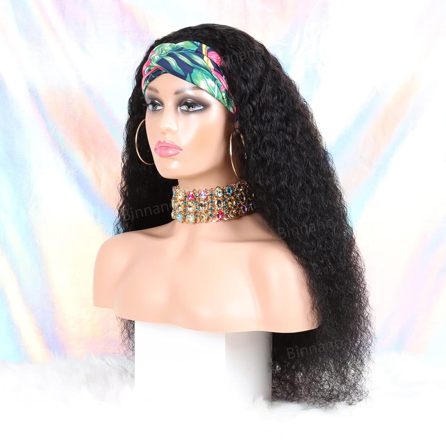 20 Inch Water Wave Brazilian Virgin Hair Headband Wig for Black Women Glueless 150% Density - Image 3