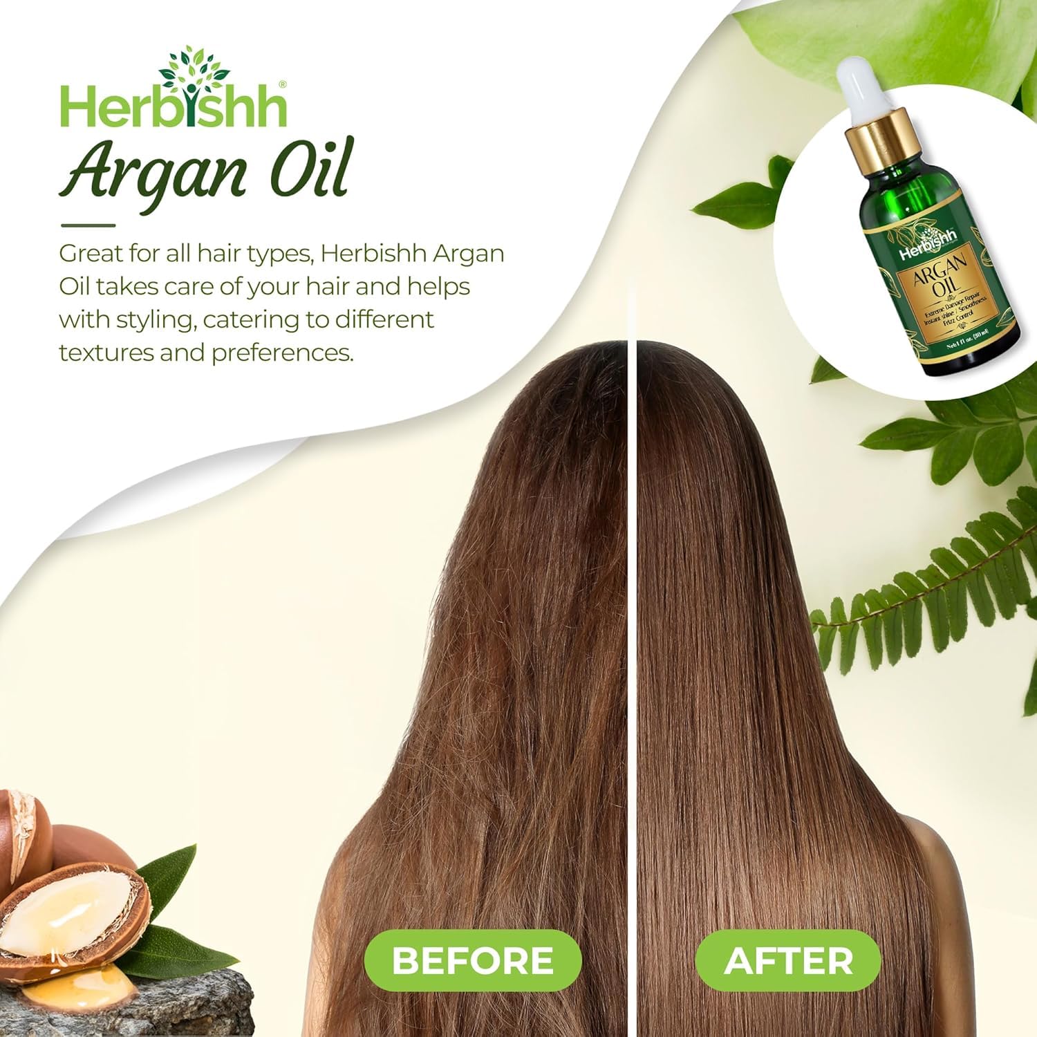Herbishh 3-In-1 Dark Brown Hair Color Shampoo 500ml with 30ml Argan Oil for Dry Hair - Image 9