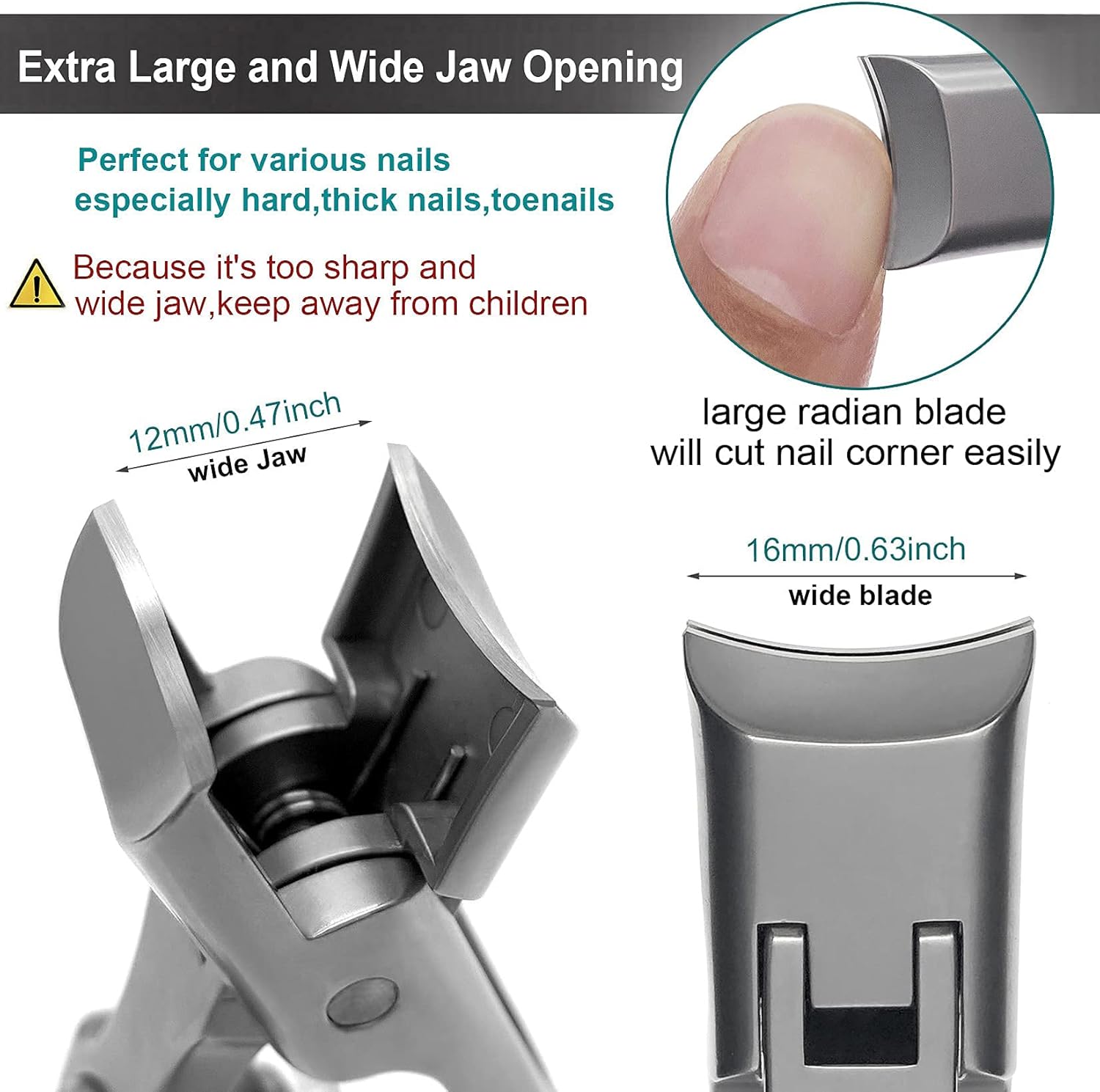 Ergonomic Long Handle Nail Clippers for Thick Nails with Integrated Catcher for Men & Women - Image 5