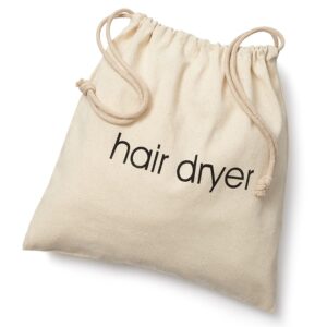 Hair Dryer Bags Storage Organizer – Beige Color – 12" x 12" Drawstring Closure Cover – Ideal for Home, Hotel, Guest Room or as a Travel Bag (12" x 12")