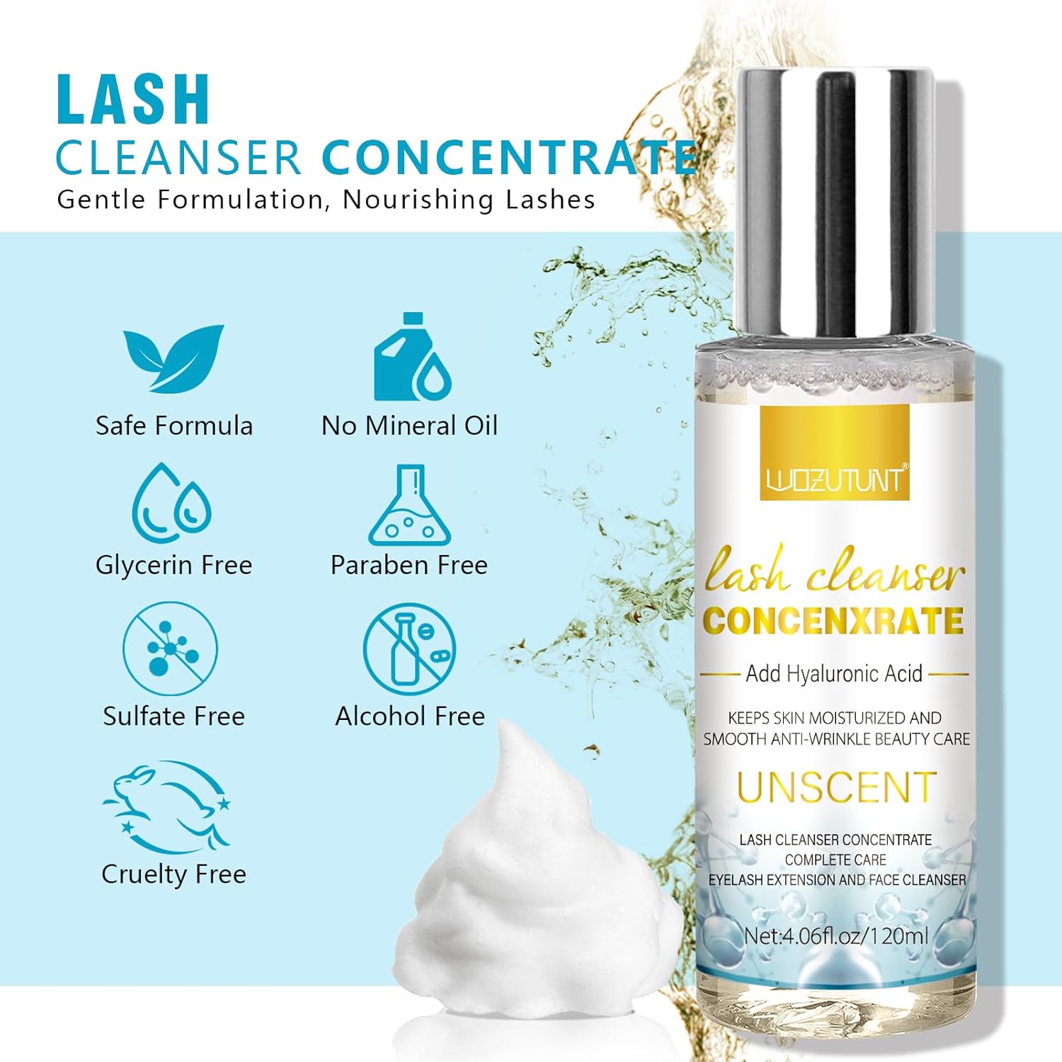 Gentle Foaming Eyelash Extension Shampoo Concentrate Cleanser Kit 4.06 fl oz New - Image 3