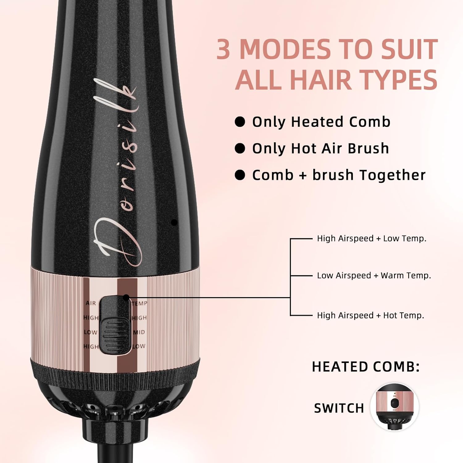 DORISILK 2.0 Upgraded 4-in-1 Hair Dryer Brush and Heated Comb for Smooth Styling - Image 8