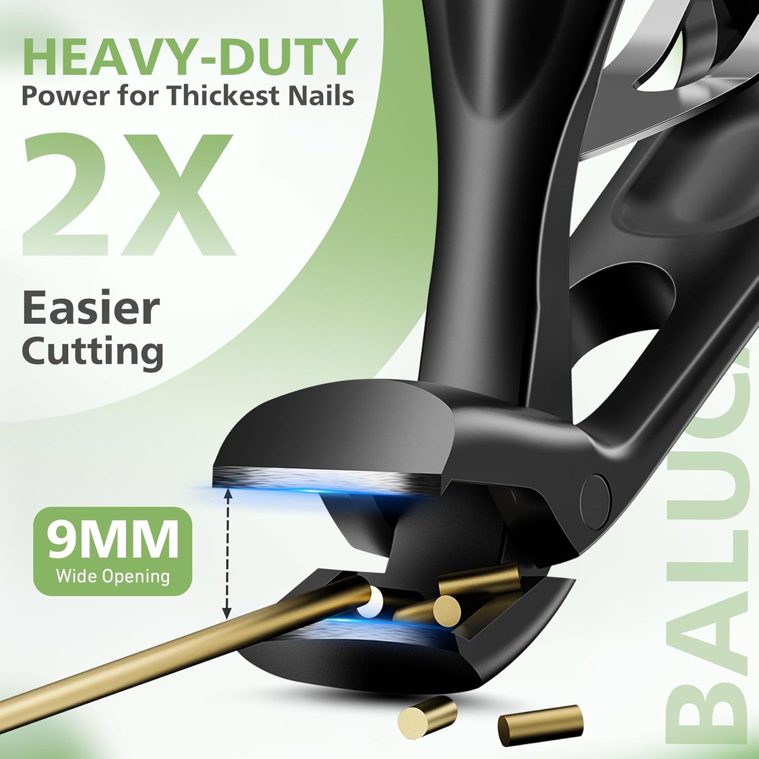 BALUCA Pro Black Long Handle Heavy Duty Toe Nail Clippers for Seniors with Catcher - Image 2