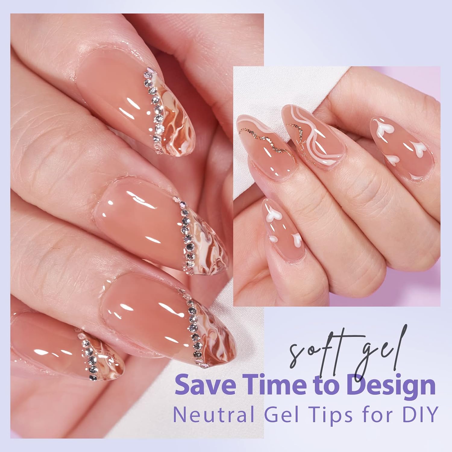 BTArtbox 150 Medium Almond Soft Gel Nail Tips Kit Brown with Glue and Lamp - Image 7
