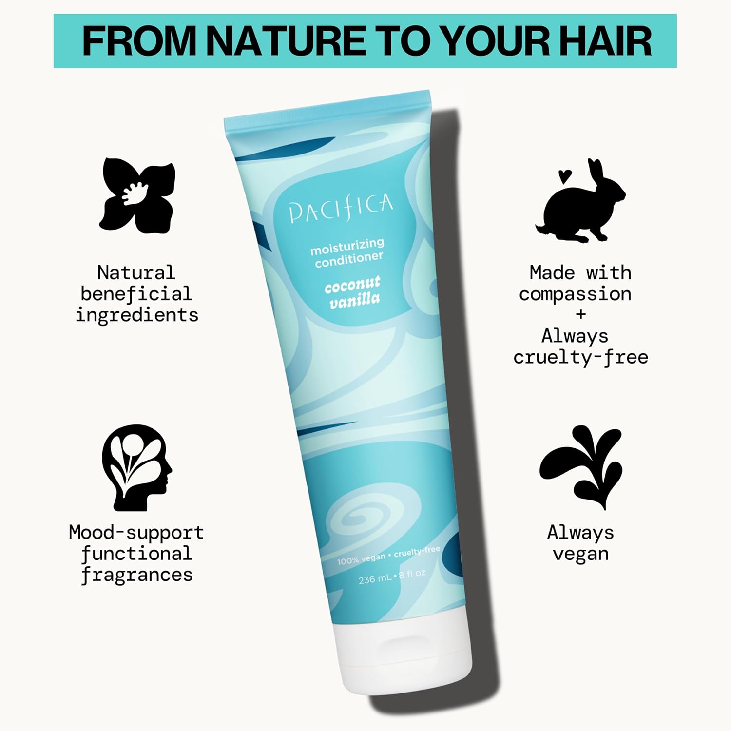 Pacifica Coconut Vanilla 8 fl oz Vegan Hair Conditioner for Dry Damaged Hair - Image 9