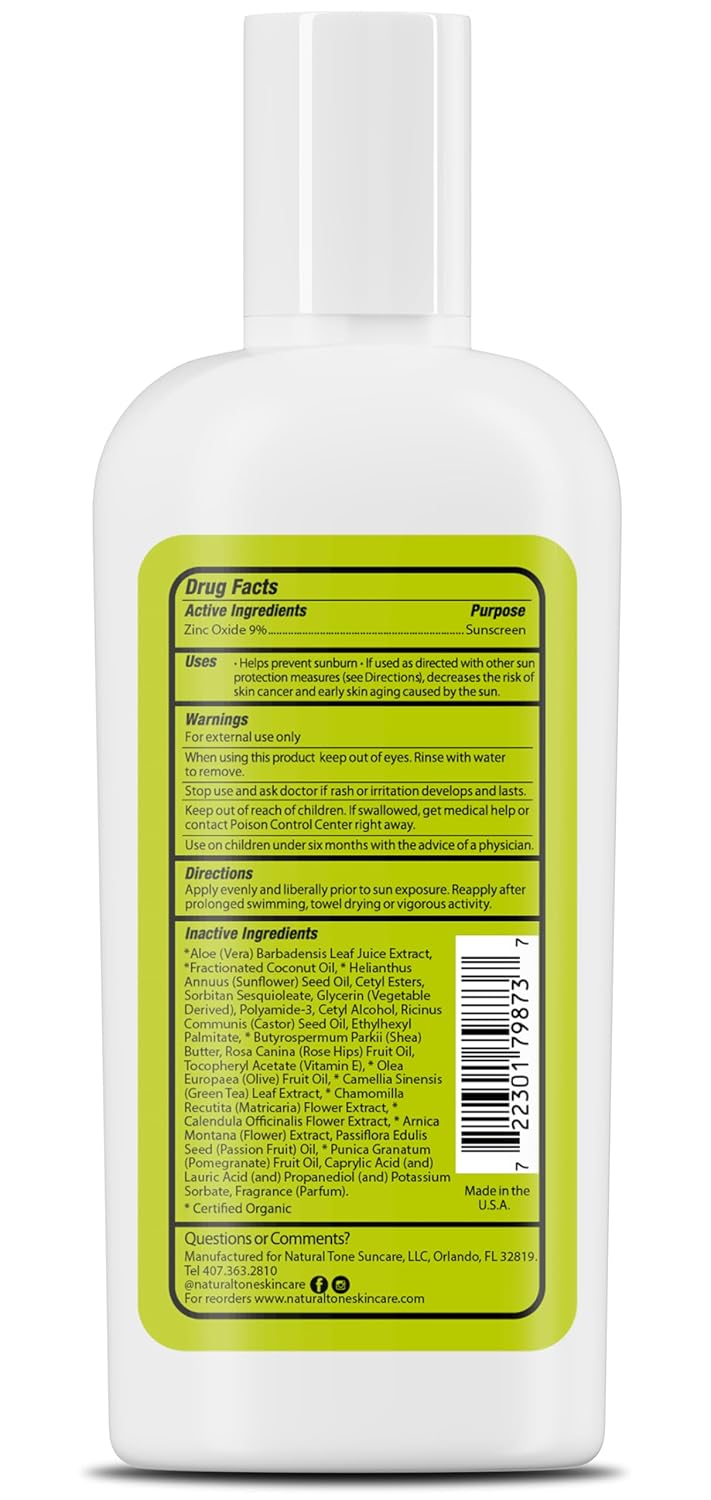 SPF15 Natural Plant-Based Sunscreen Lotion 4oz, Soothing Hydrating, Water-Resistant - Image 2