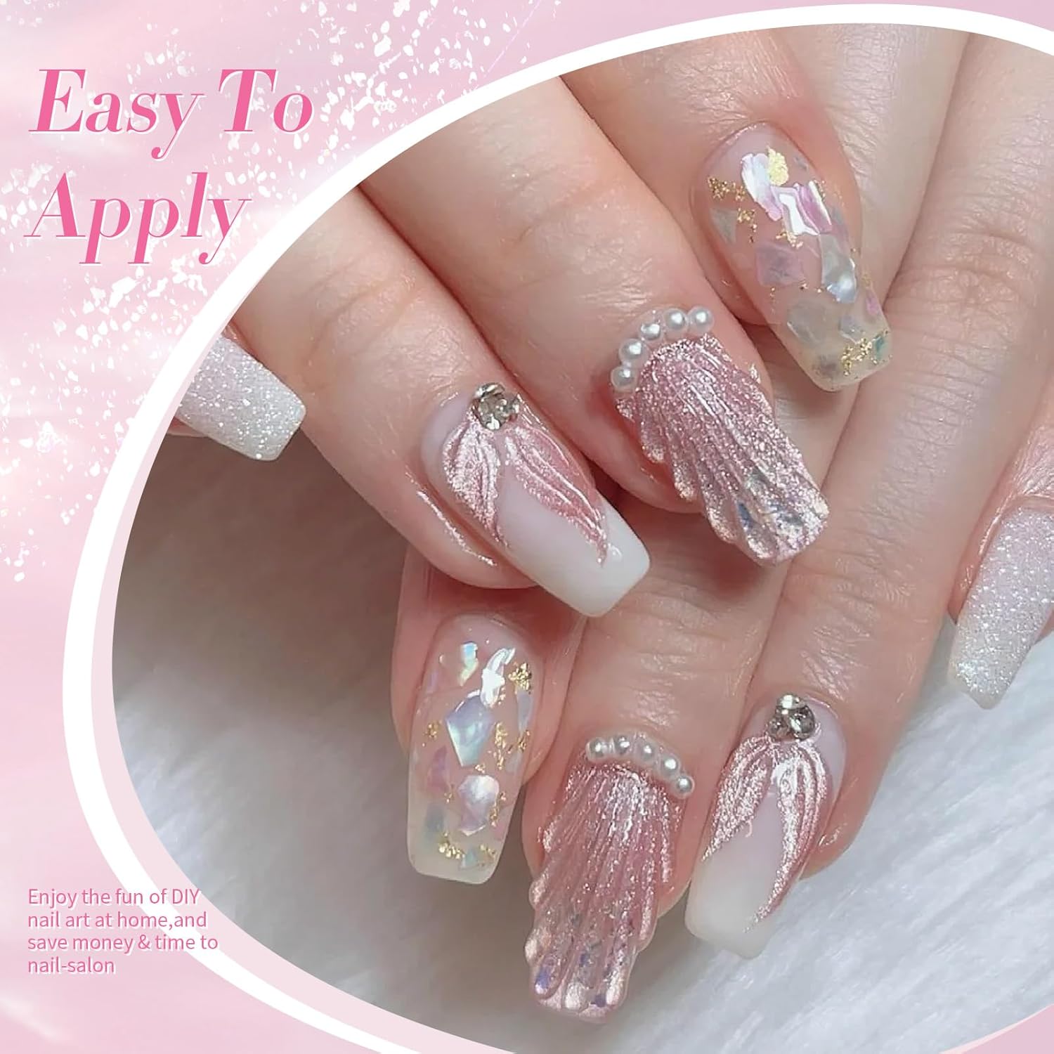 Born Pretty 6PCS Pearl Gel Nail Polish Set with Iridescent Glitter and Mermaid Effect - Image 2
