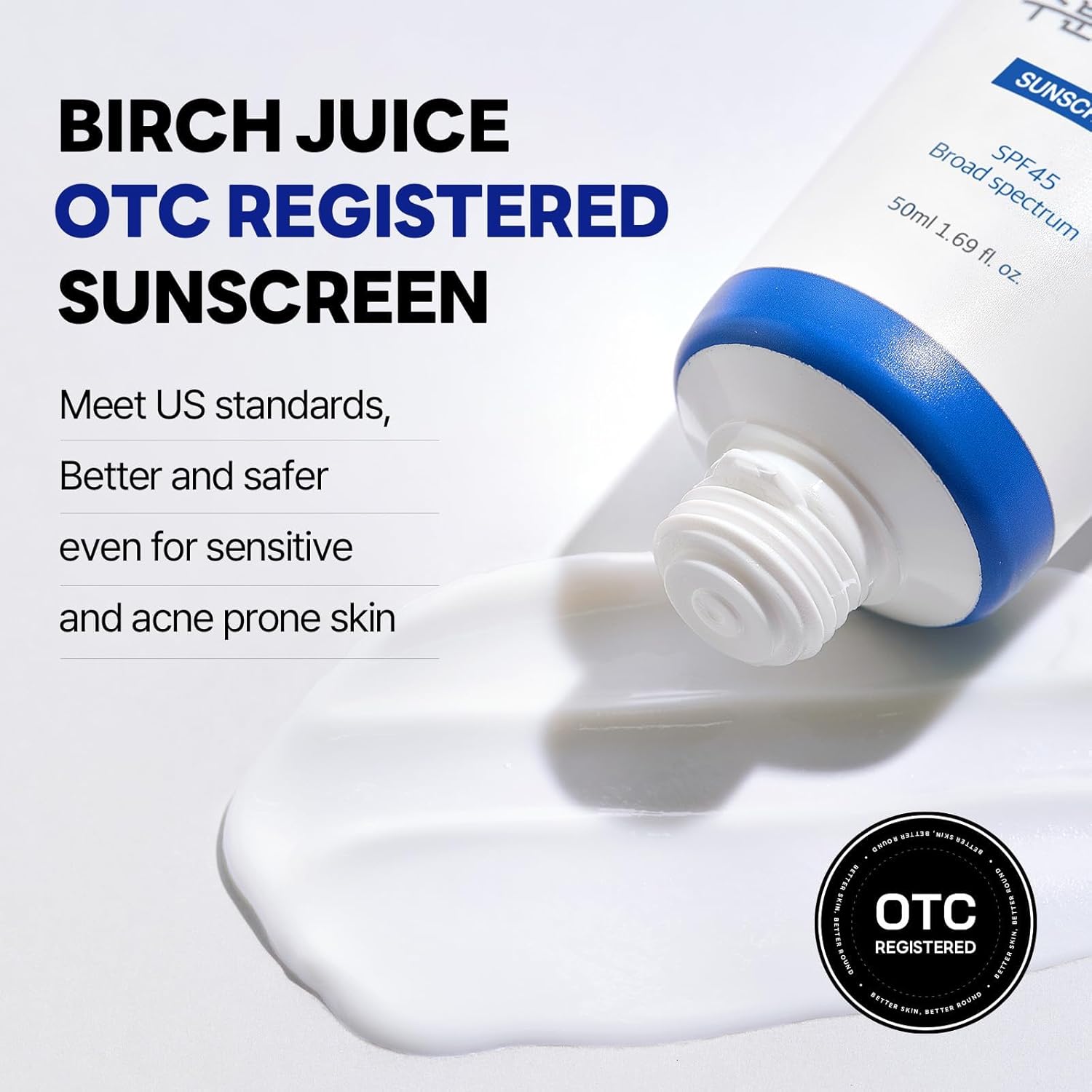 ROUND LAB Birch Juice Moisturizing Oil-Free Reef-Safe Sunscreen SPF 45 1.69 Fl Oz - Image 6