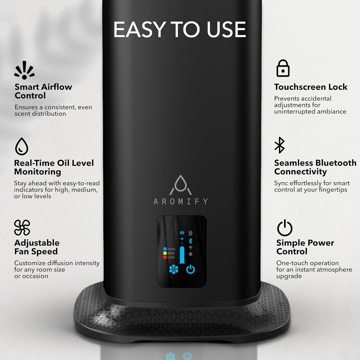 Black Tower Waterless Aromatherapy Scent Diffuser for 3500 Sq Ft with Bluetooth Connectivity - Image 7