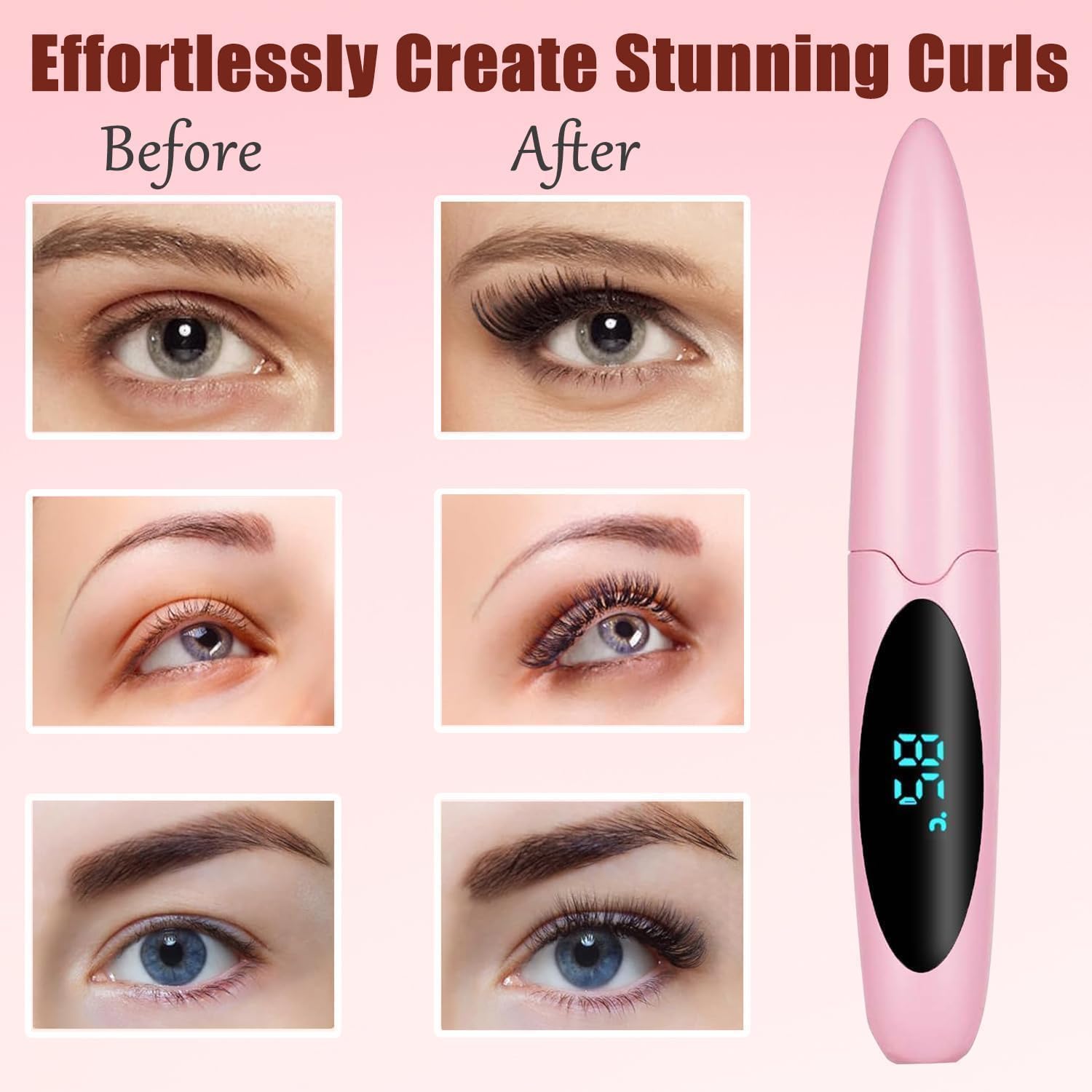 USB Rechargeable Heated Electric Eyelash Curler with LED Display and 3 Temperature Modes - Image 4