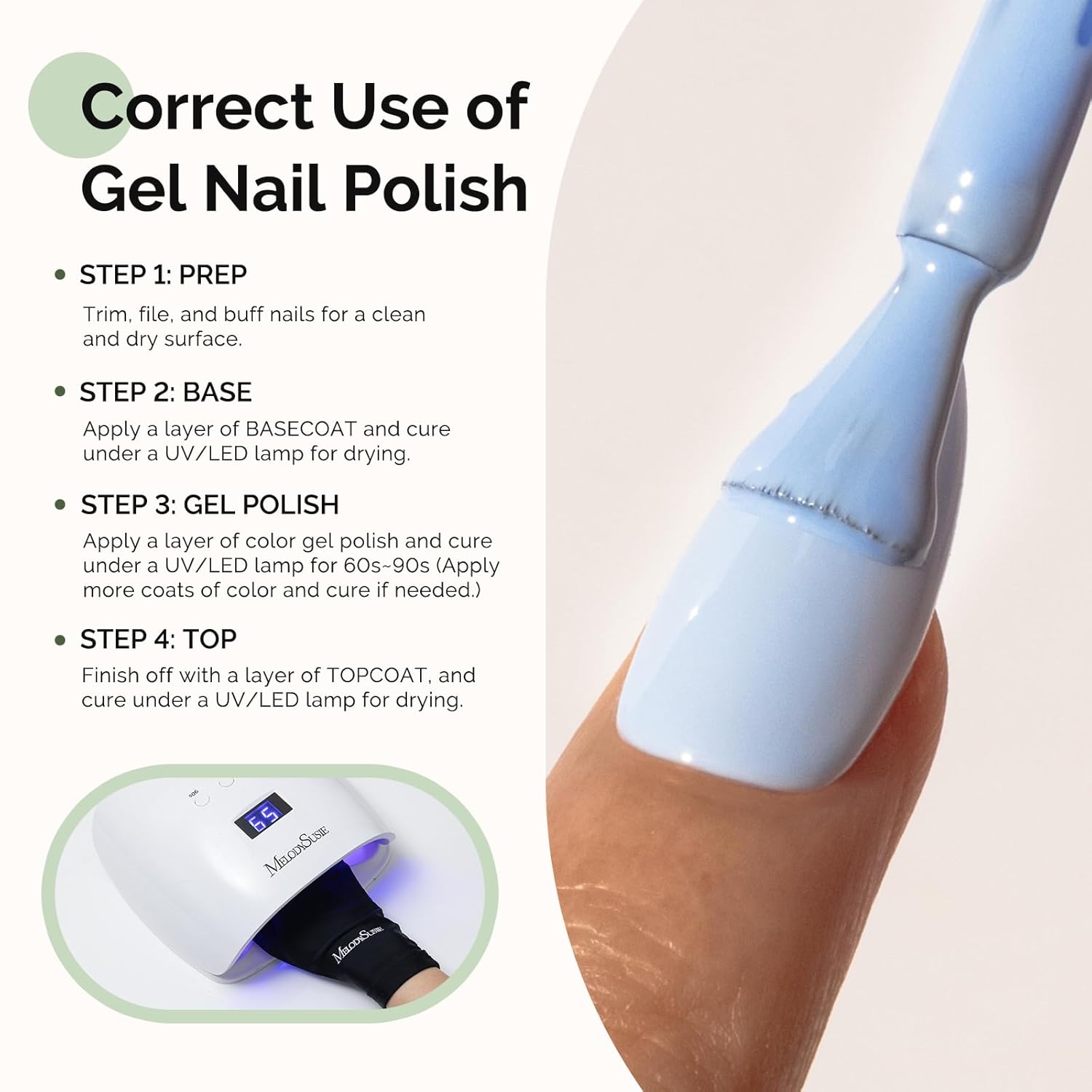 MelodySusie 0.5 Fl Oz Hema-Free Light Blue Non-Toxic Long Lasting Gel Nail Polish - Image 5