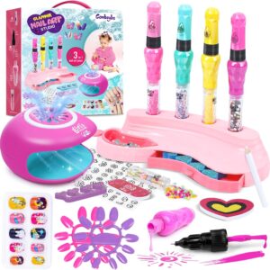 Kids Nail Polish Set for Girls - Nail Art Kit for kids Ages 7-12 - Girl Gifts - Non Toxic Nail Polish,Girls Stuff for Spa,Makeup,Manicure - Birthday Gifts for Girl Age 6 7 8 9 10-12 Years old