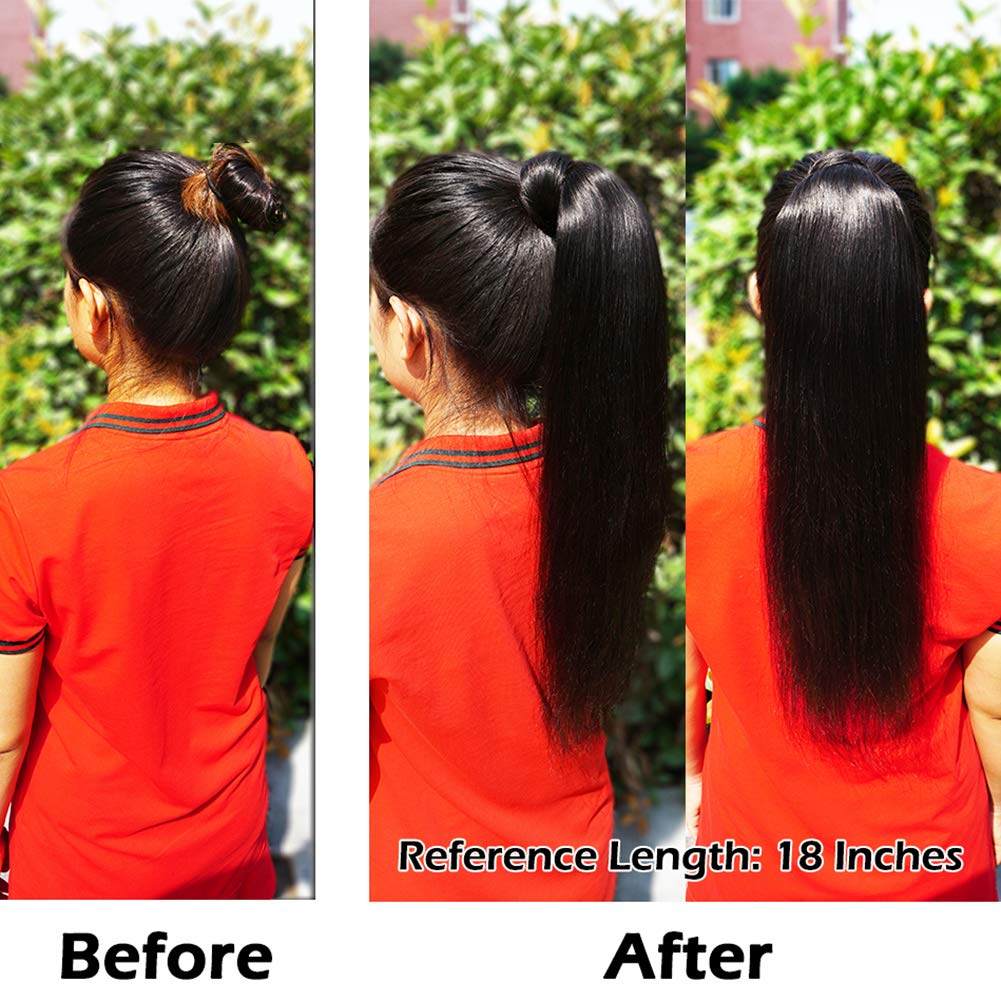 18 Inch 110g 10A Brazilian Straight Clip-In Human Hair Ponytail Extensions - Image 5