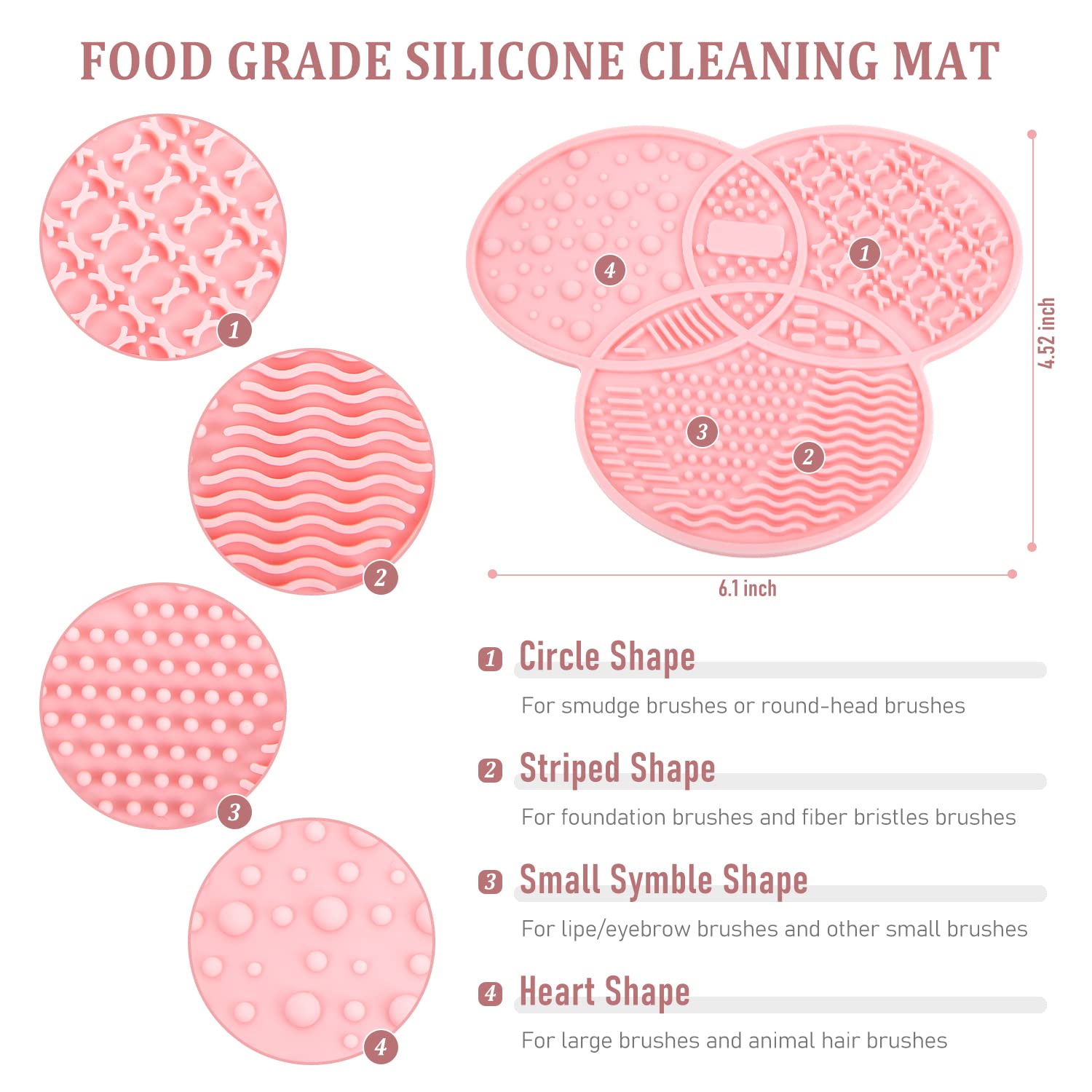 Silicone Makeup Brush Cleaning Mat and Drying Rack, 28 Holes, Clover Design, Black/Pink - Image 2