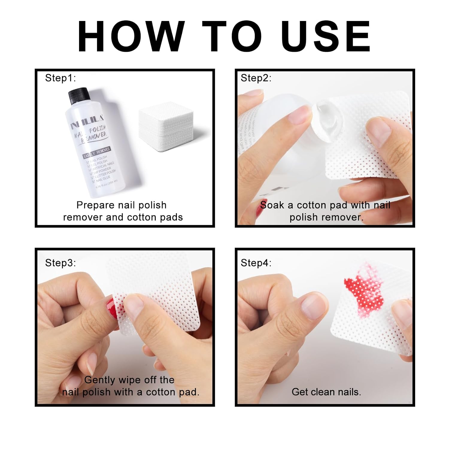 NXJ INFILILA 6.76 Fl Oz Non-Toxic Non-Acetone Nail Polish Remover for Acrylic and Dip Powder Nails - Image 5