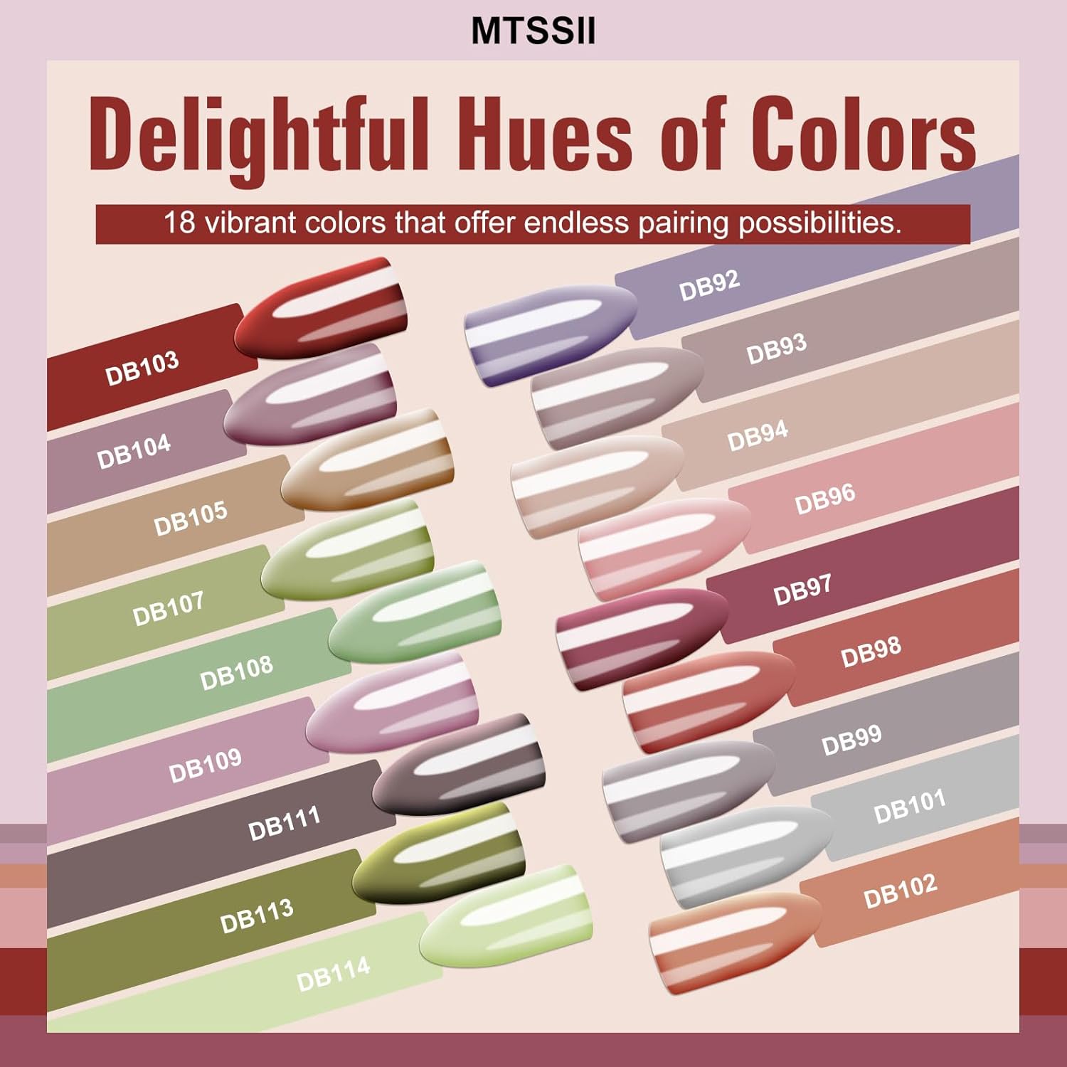 MTSSII 18PCS Long Lasting Gel Nail Polish Set Coral Green Light Blue - Image 5