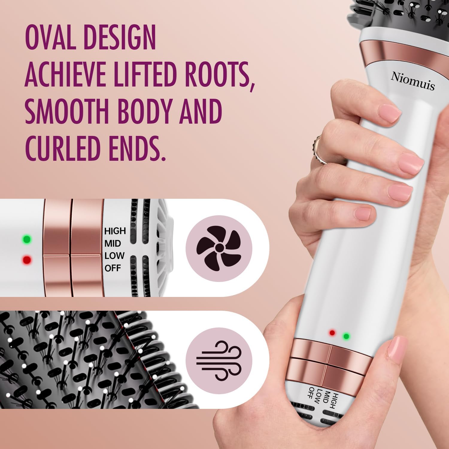 4-in-1 Blow Dryer Brush for All Hair Types, Heated Comb for Drying and Styling - Image 3
