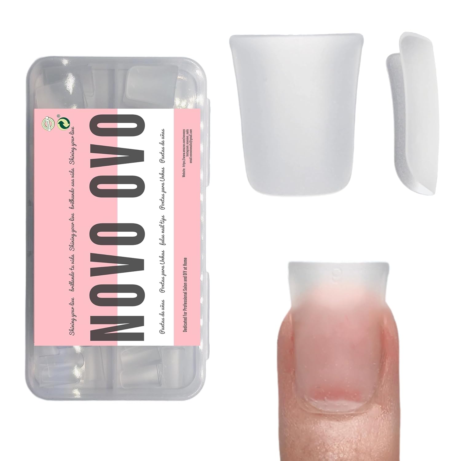 Duck Nail Tips Extra Short Full Cover Press on, Pre-etched for Acrylic Design, Clear Pre-applied Tip Primer Soft Gel Y2K Flare Fake False Nail Extension Full Coverage x 12 Sizes 120 pcs