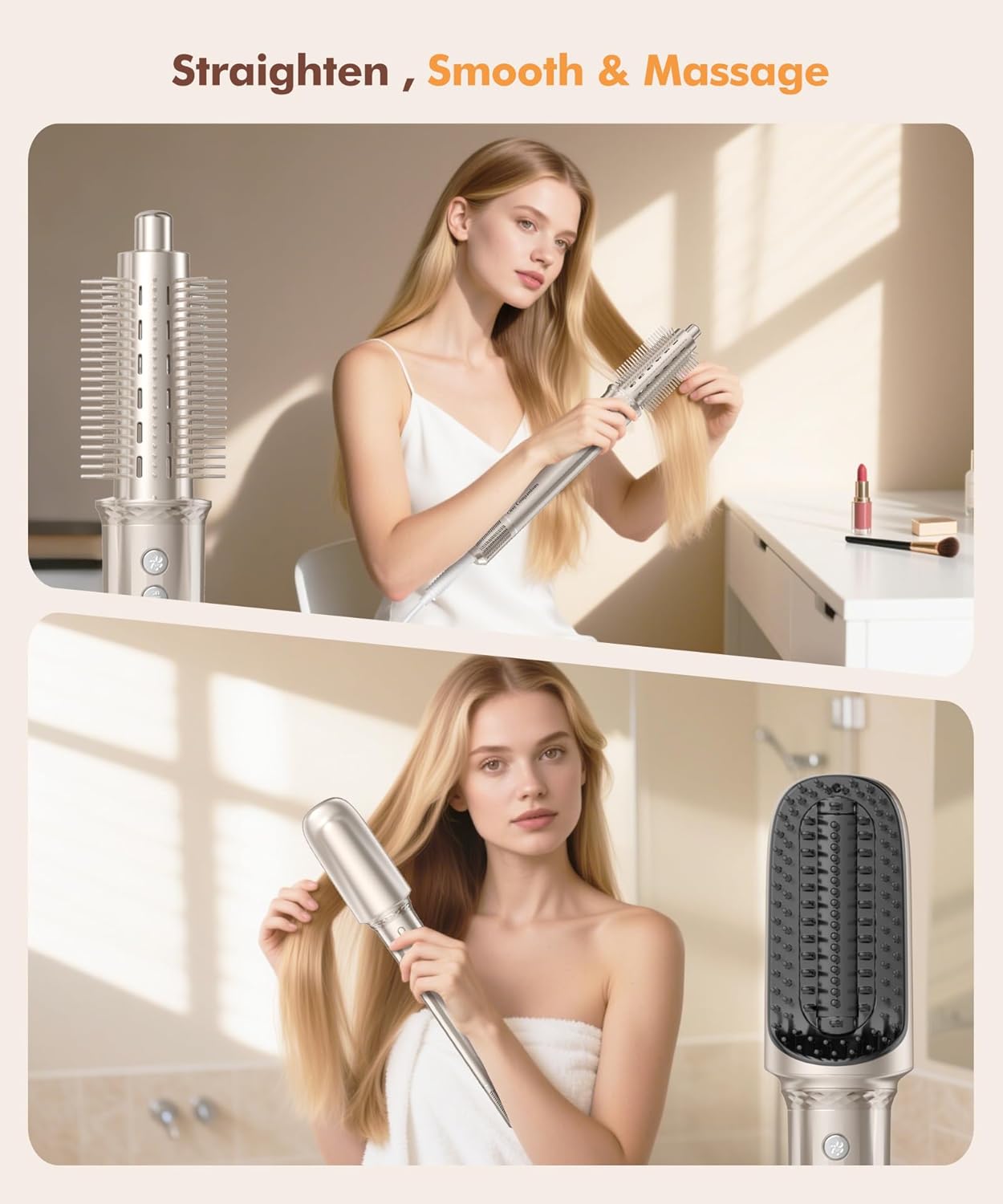 6-in-1 Gold Hair Dryer Brush and Styler with Auto-Wrap Curlers - Image 7