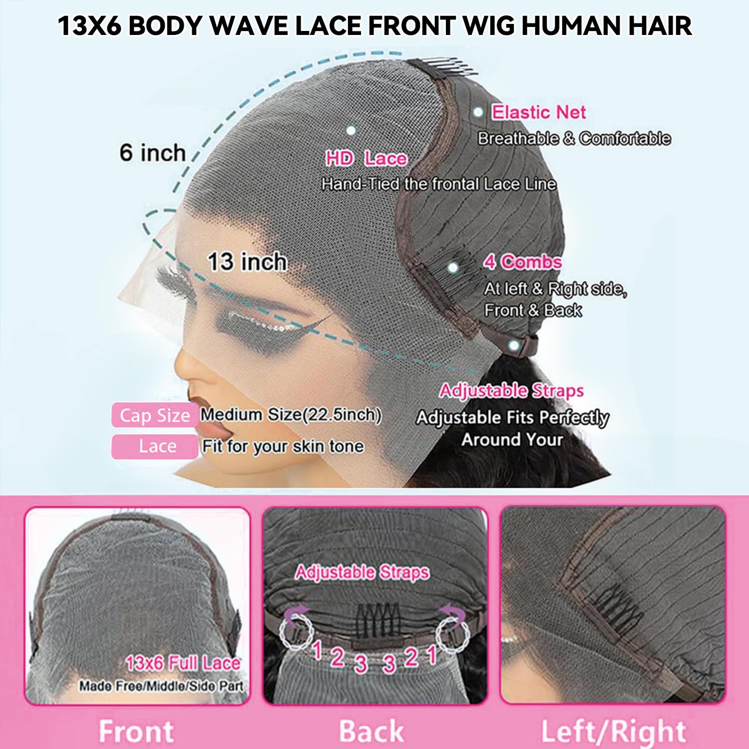 30 Inch Human Hair Body Wave 13x6 HD Transparent Lace Front Wig 200% Density - Image 4