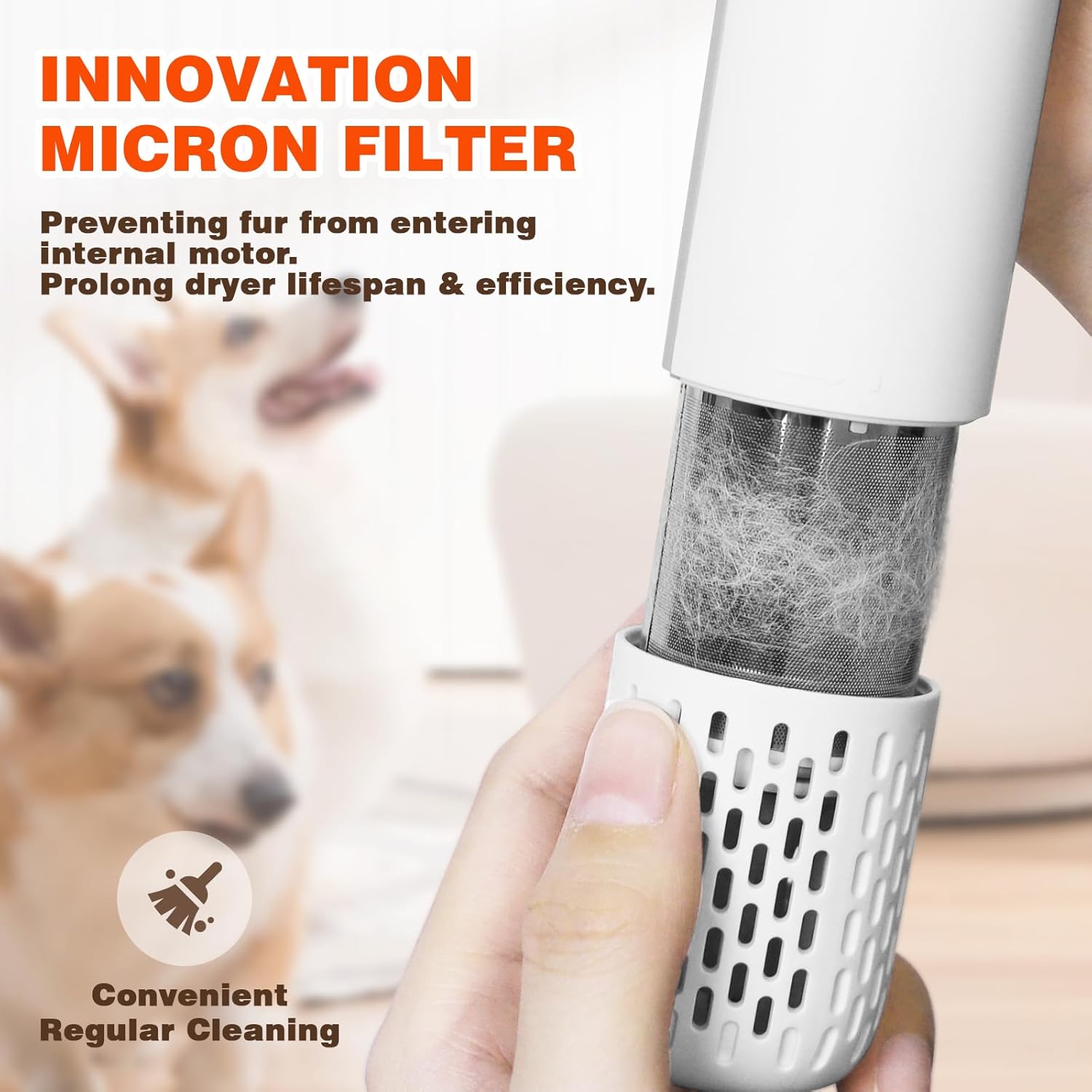 Portable Handheld Pet Grooming Hair Dryer with Smart Temp, Low Noise, 3 Speeds for Travel - Image 6