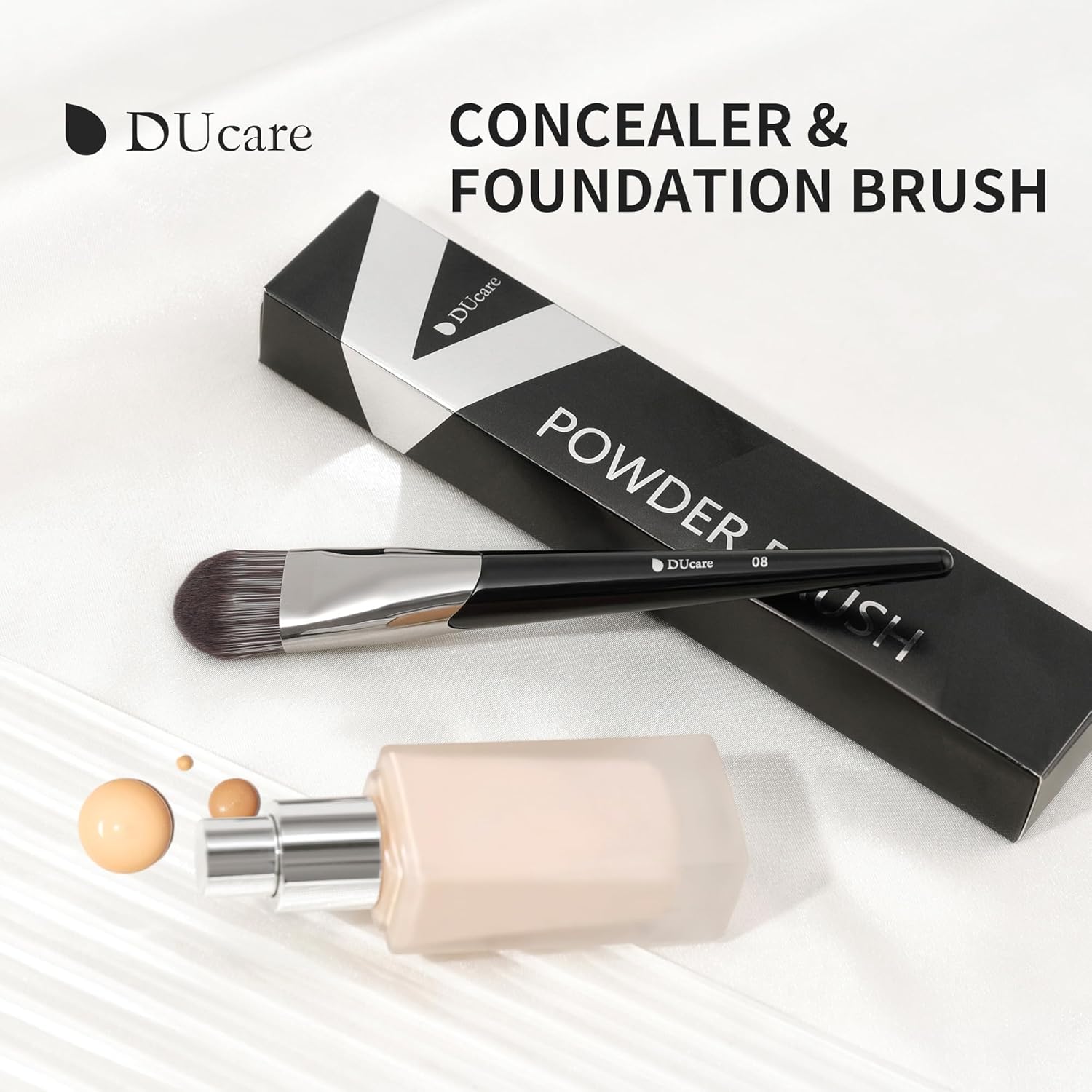 DUcare Premium Synthetic Hair Flat Foundation Brush for Liquid Makeup Multi-Purpose Size - Image 8