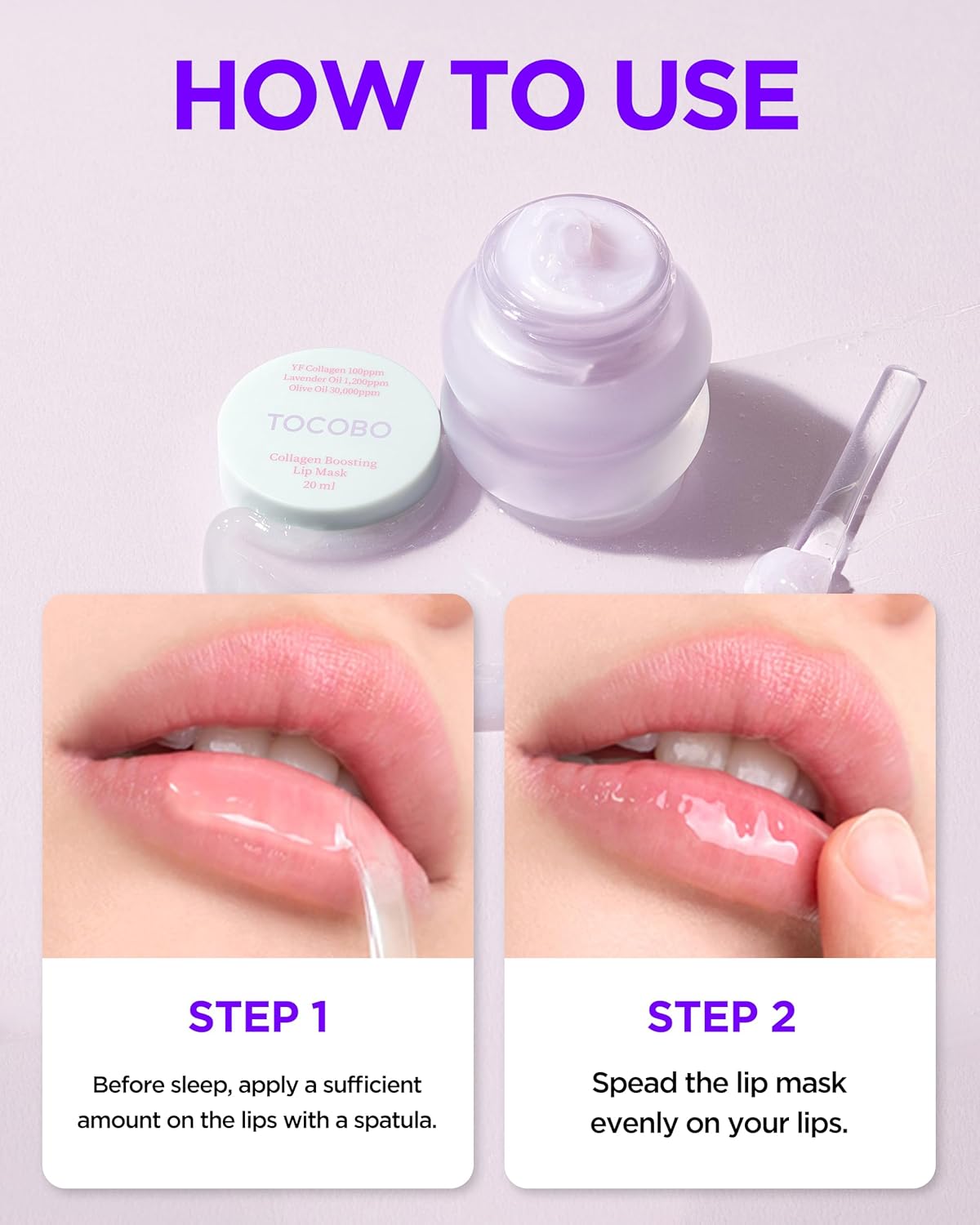 TOCOBO Collagen Boosting Overnight Lip Mask 0.5 oz with Olive Oil Lavender - Image 6