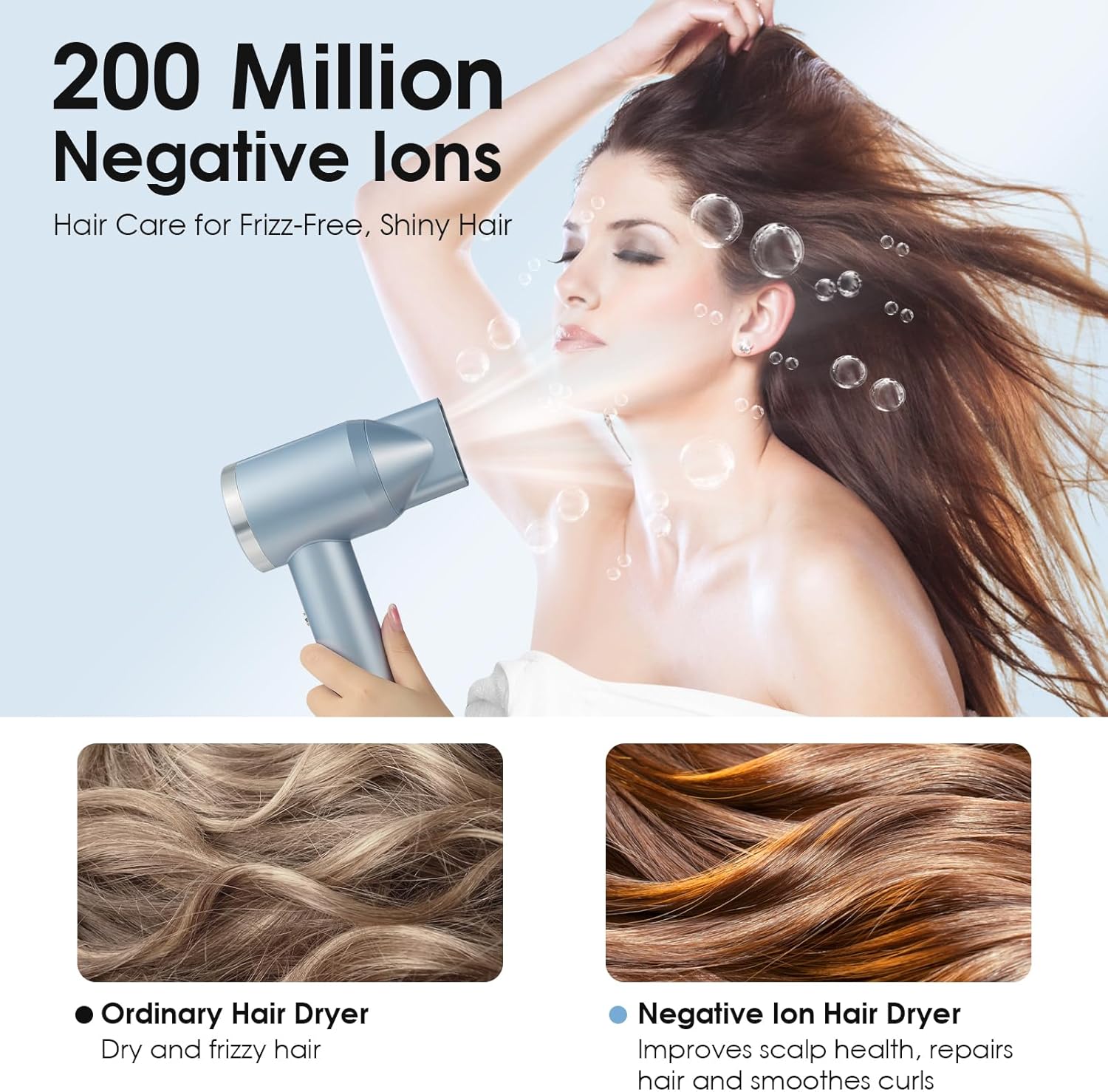 YASHE 1500W Quiet Ionic Hair Dryer with Diffuser and 4 Heat Settings - Image 5