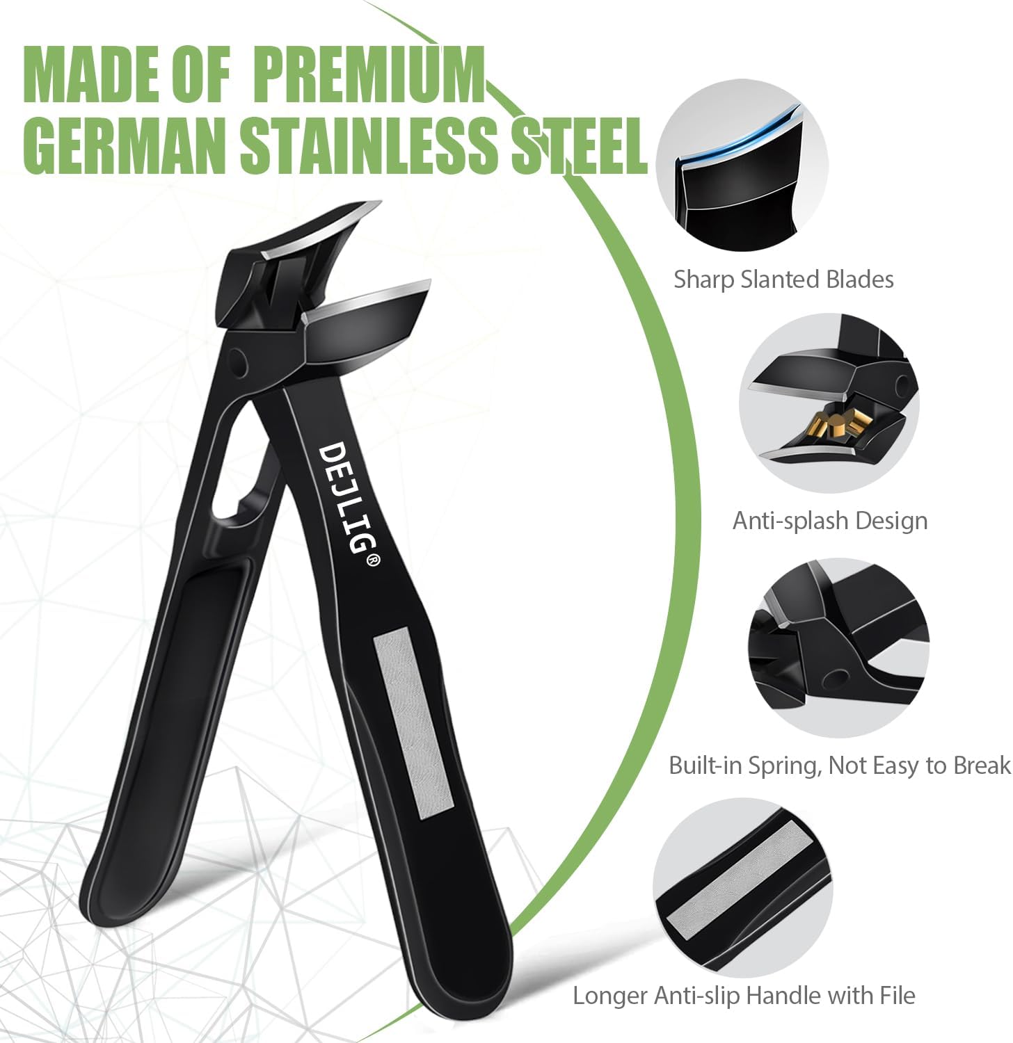 Heavy Duty Long Handle Toenail Clippers for Thick Nails with Built-in Catcher Adult and Senior Size - Image 6