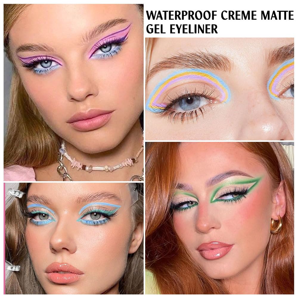 12Pcs Waterproof Colored Matte Gel Eyeliner Pencils Set for Women in Various Colors - Image 4