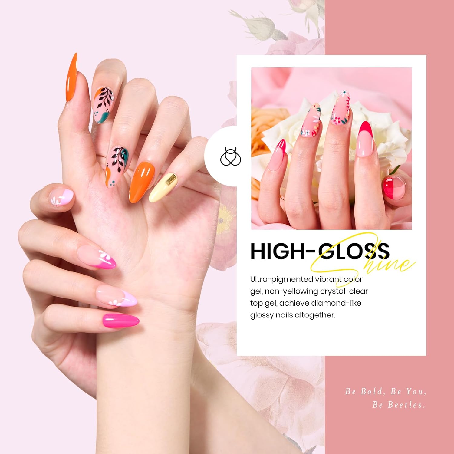 Beetles 36 Color Verse of Flower Gel Polish Set with Base Top Coat and Nail Art Stickers - Image 4