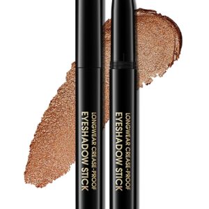 Erinde Waterproof Eyeshadow Stick, Cream Eye Shadow Stick, Long-Lasting, Crease-Proof, Cream to Powder Buildable & Blendable Eye Shadow Pencils Crayon, Vegan & Cruelty-Free, 01 Caramel