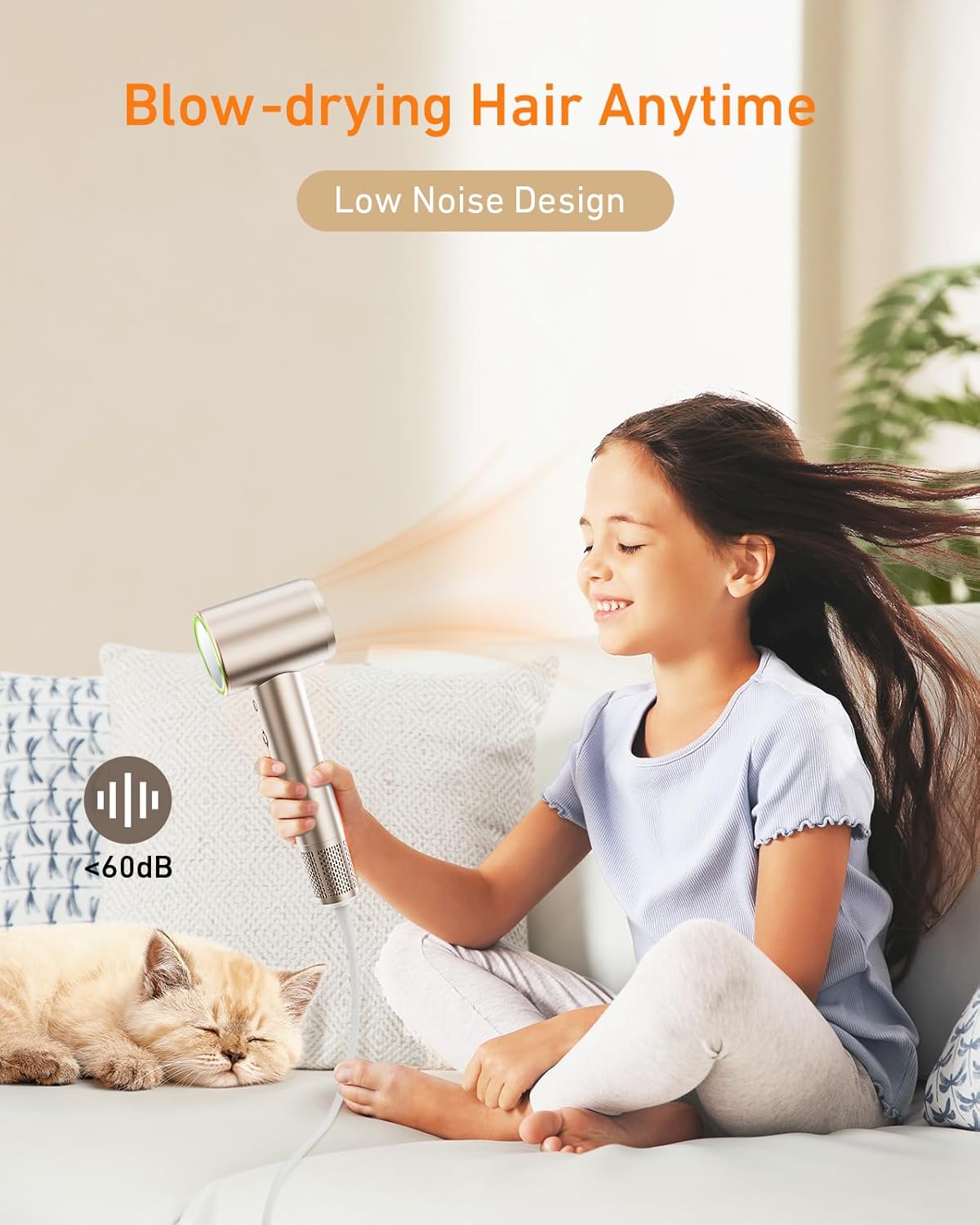 1400W Professional Hair Dryer with Ionic Tech, 110k RPM, Quiet, Includes Diffuser - Image 7
