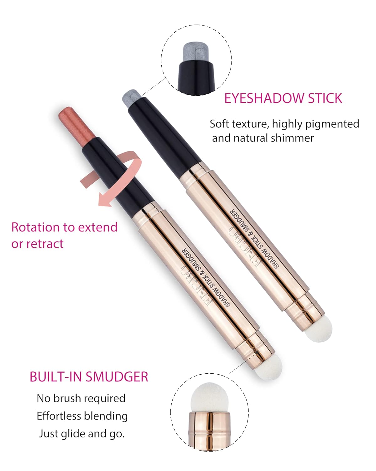 3 Piece Waterproof Cream Eyeshadow Sticks Set Soft Smudger Green Silver Blue - Image 3