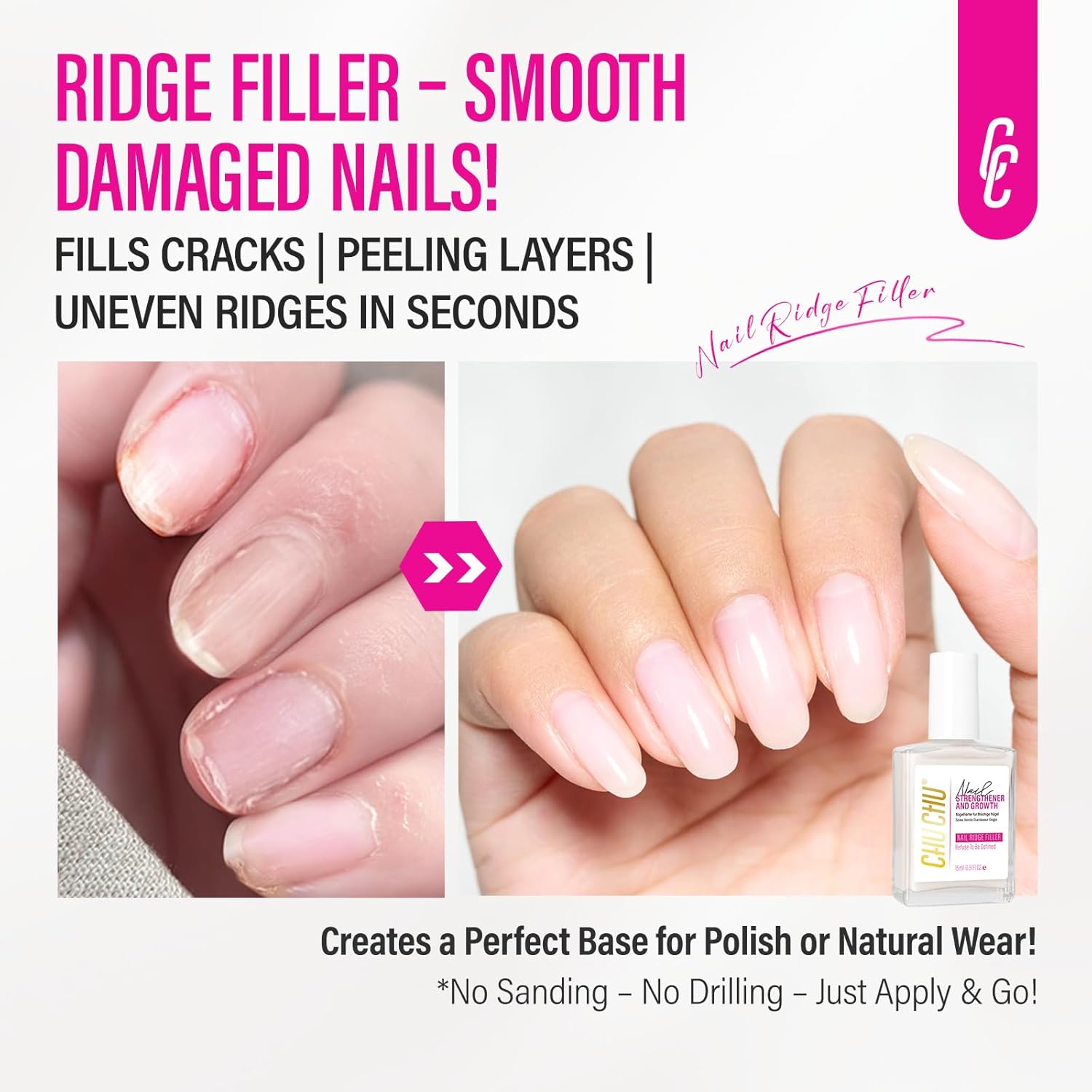 CHUCHU 15ML Milky White Nail Strengthener Hardener for Growth and Ridge Filling - Image 5