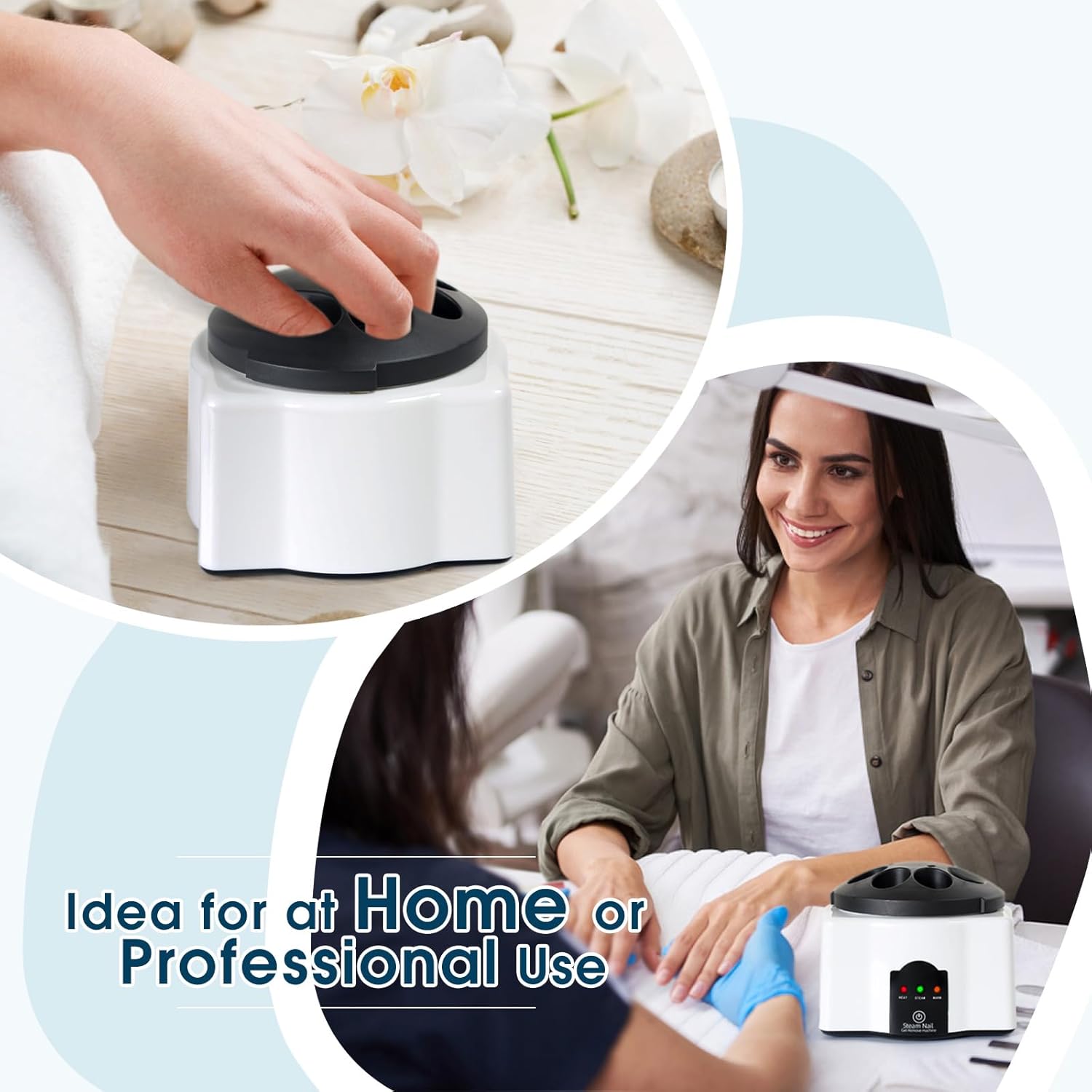 Gentle Black/White Portable Steam Nail Polish Remover Machine with Soaking Bowl - Image 6
