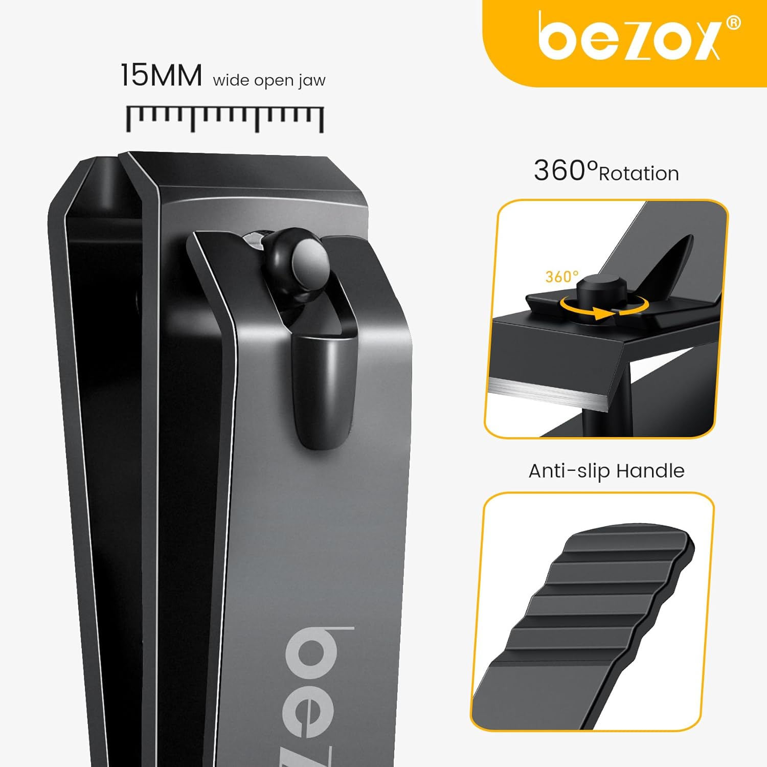 BEZOX Large Heavy Duty Toe Nail Clippers for Thick Nails Stainless Steel Tool for Men Women - Image 5