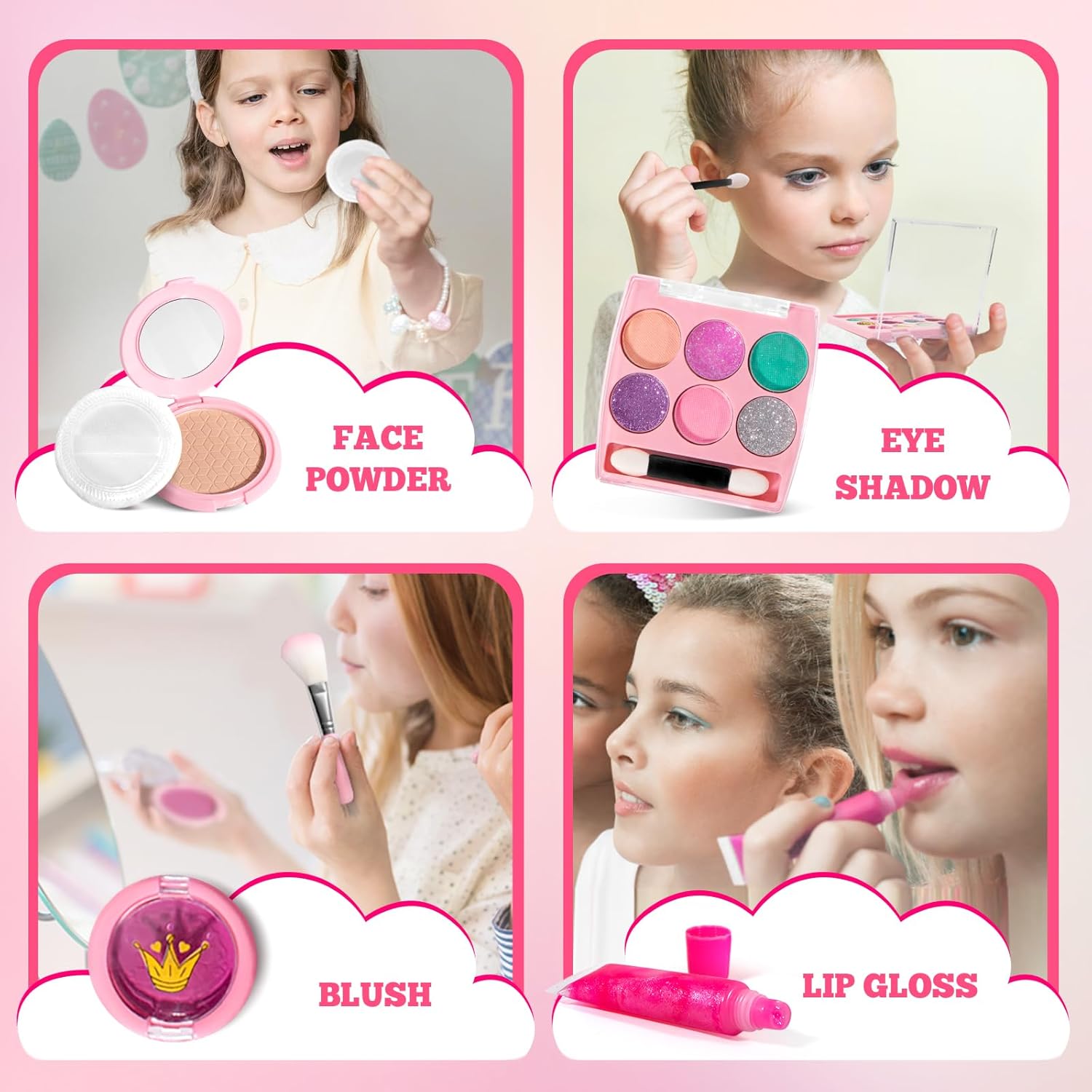 ULOVEME Washable Kids Makeup Set for Girls 4-6 with Rainbow Coin Purse 5.5x5.25in - Image 3