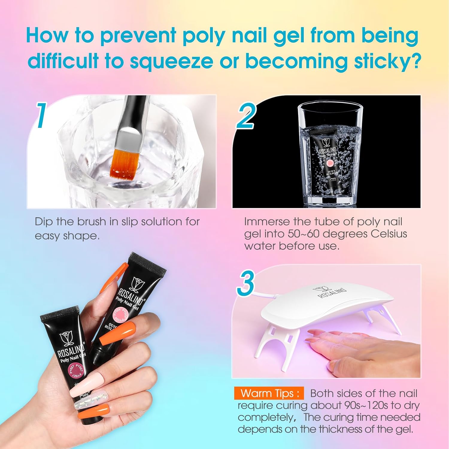 ROSALIND 20-Color Poly Gel Nail Kit with Mini Lamp for All Seasons, Medium Capacity - Image 9