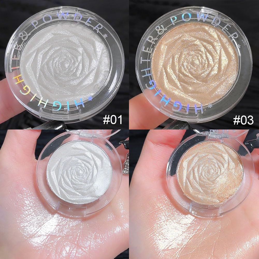 EVPCT Pearl White Champagne Gold Highlighter Palette for Face Body 4 Shades - Image 3